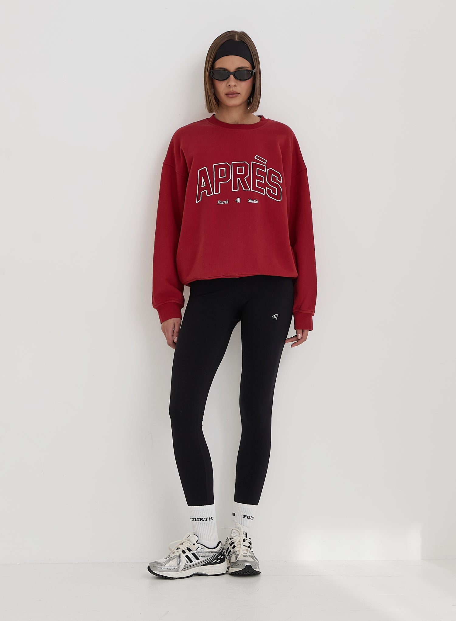 Red Embroidered Apres Slogan Oversized Sweatshirt- Freya