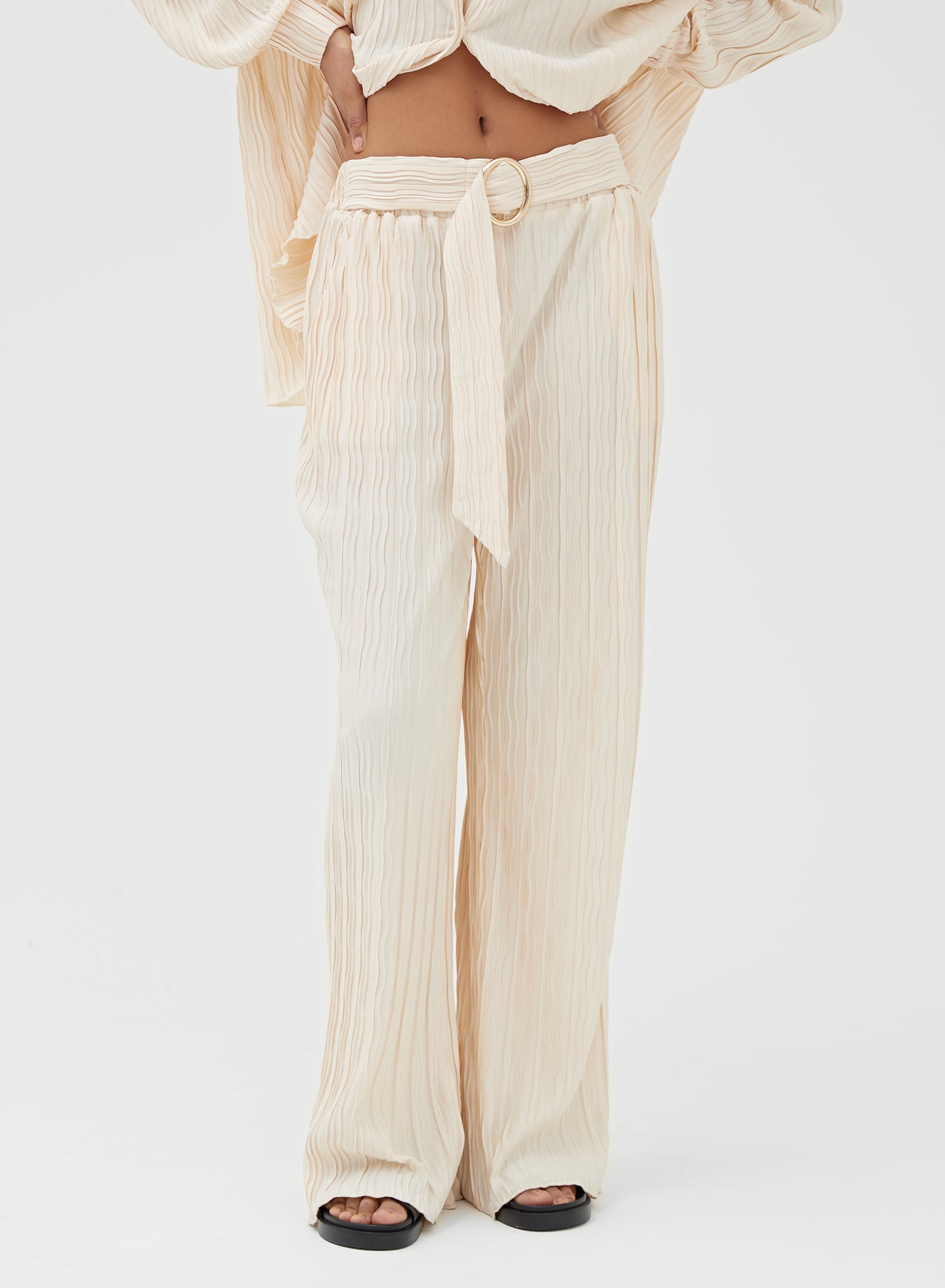 Blush Belted Plisse Trouser- Emre