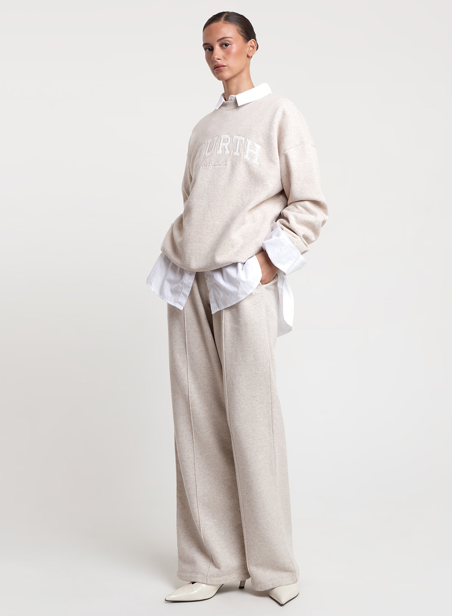 Oatmeal 4th Branded Wide Leg Jogger