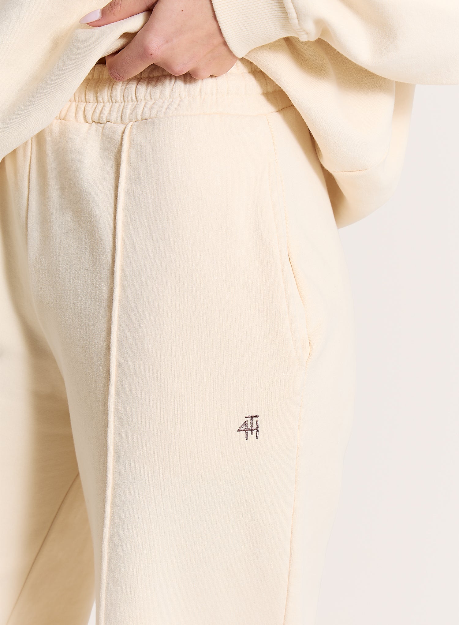 Cream 4th Wide Leg Branded Joggers