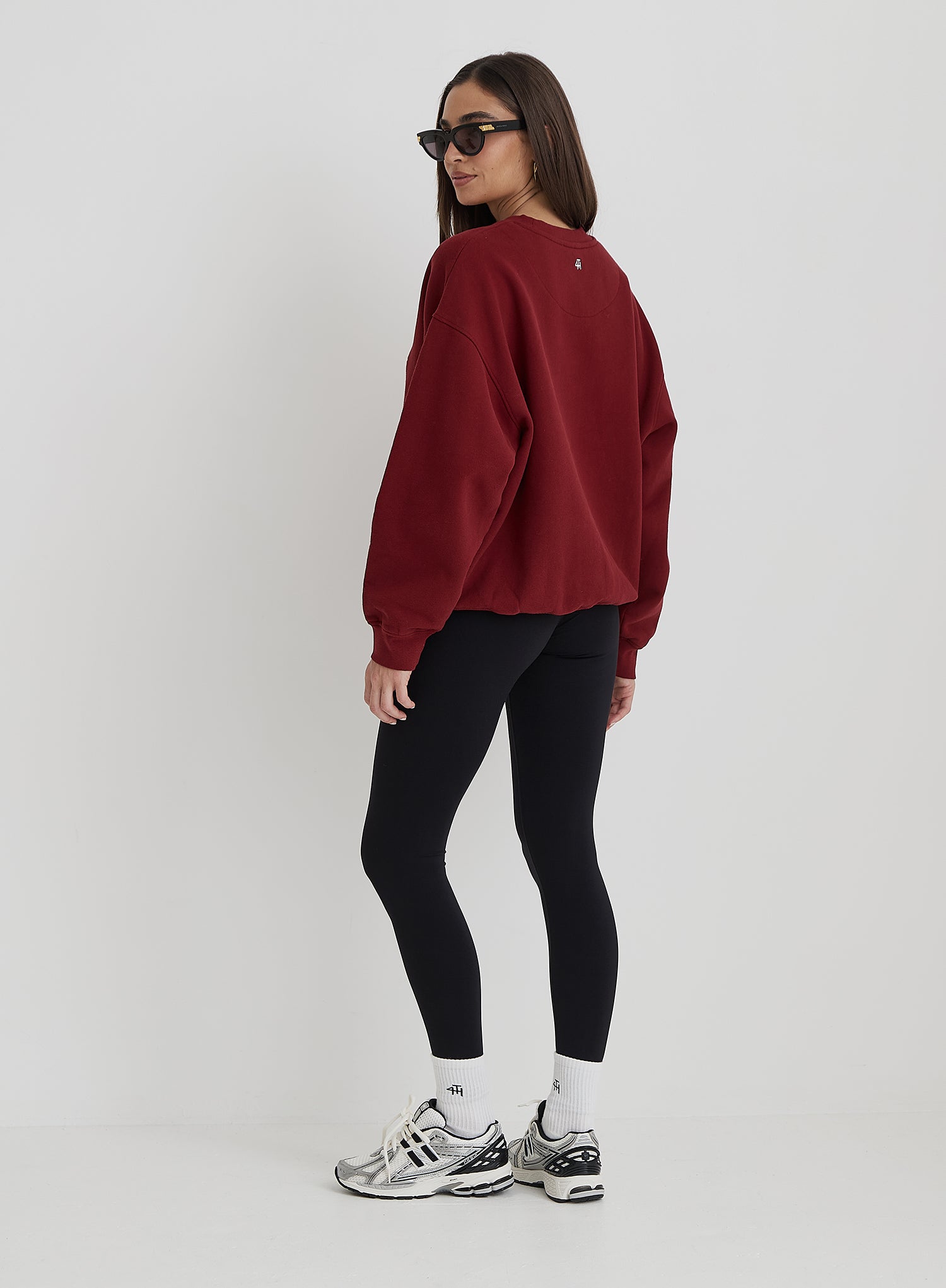 Burgundy Fashion Week Motif Oversized Sweatshirt- Elle