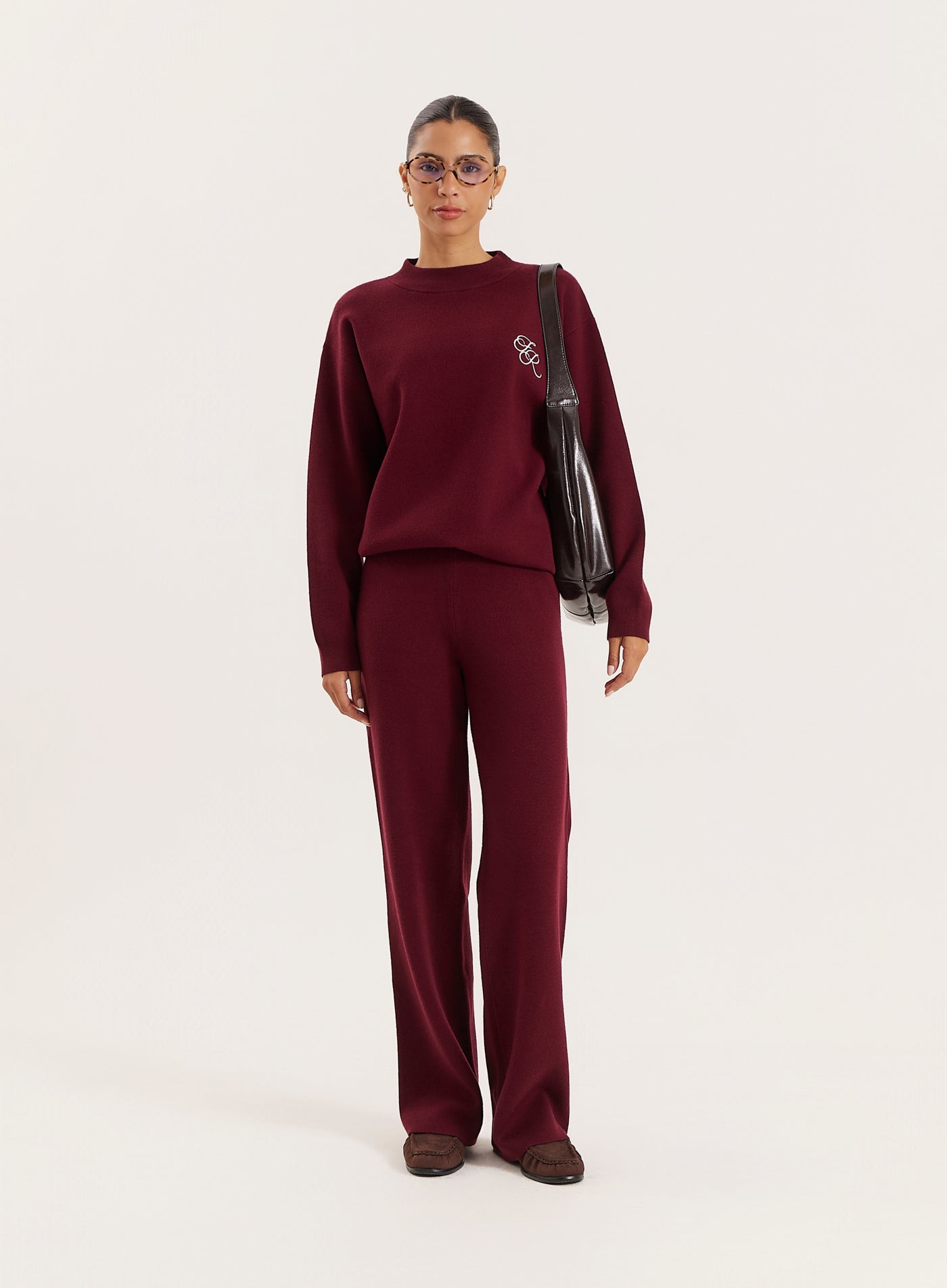 Burgundy Logo Detail Knitted Jumper