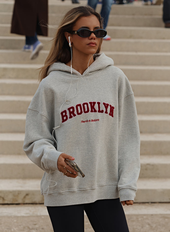 Grey Marl Brooklyn Oversized Hoodie- Brooklyn