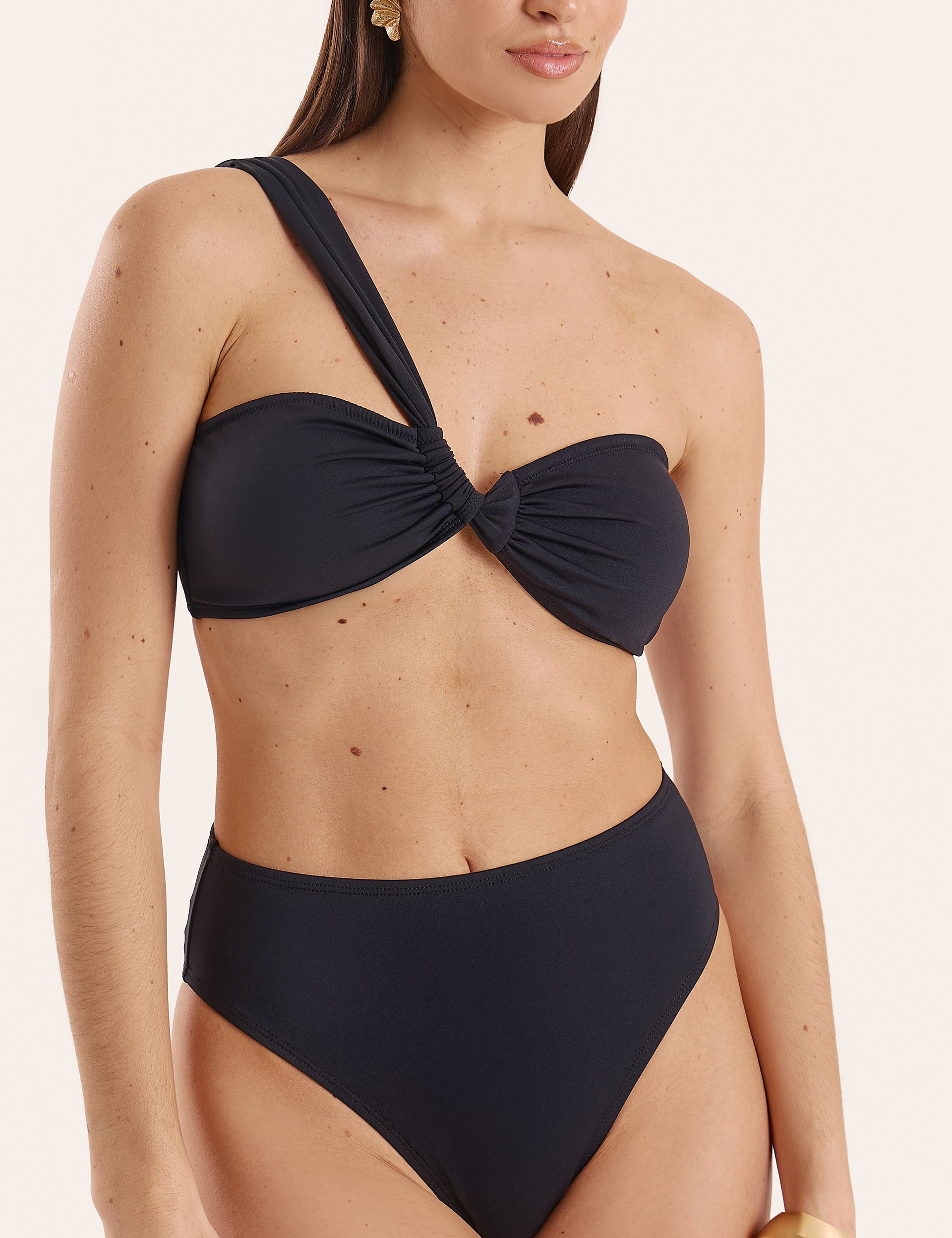 Black One Shoulder Bikini Top