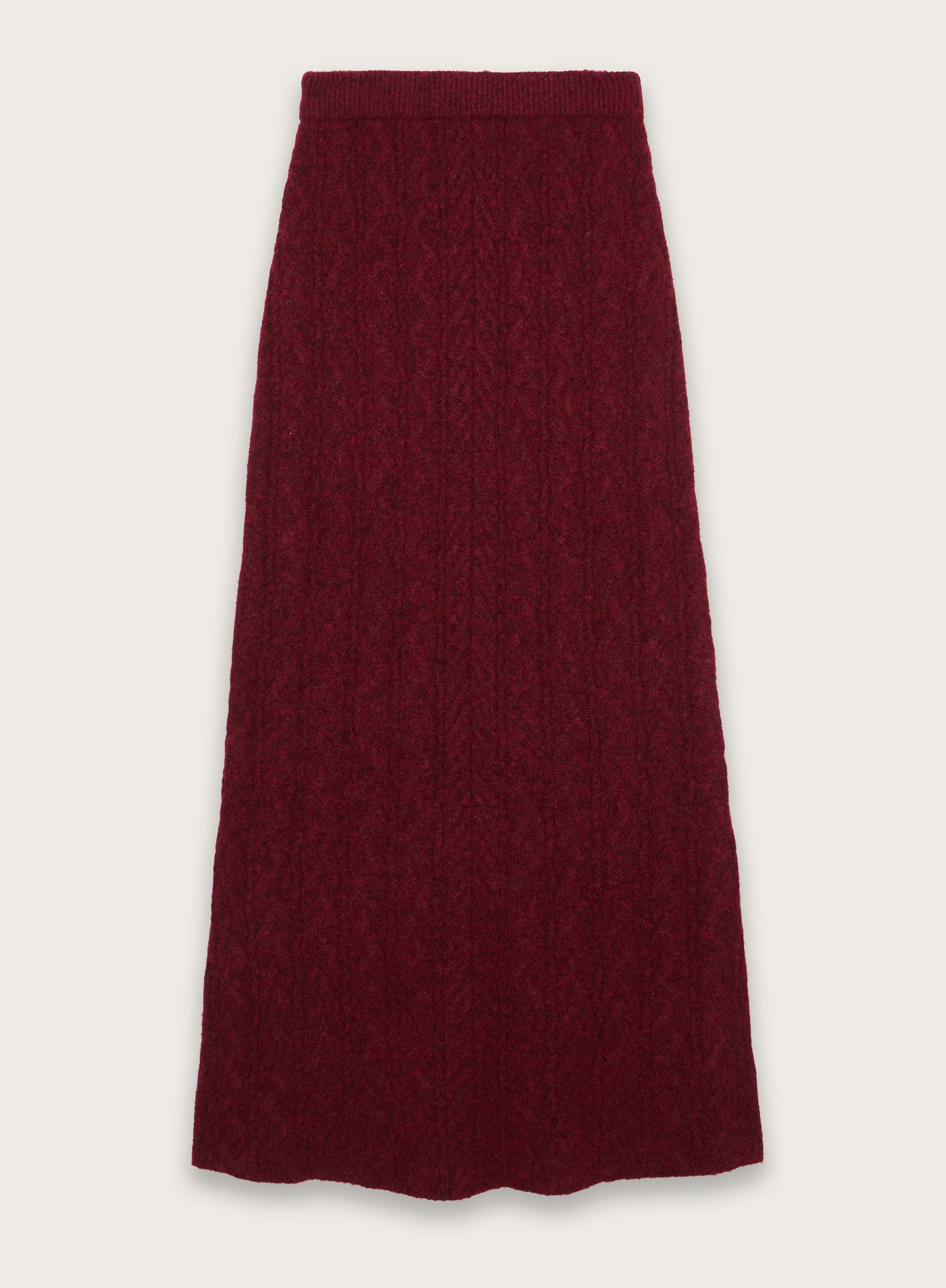 Burgundy Cable Knitted Maxi Skirt