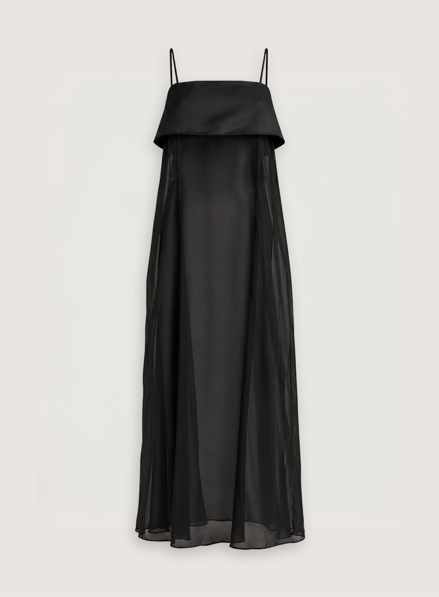 Black Satin And Sheer Chiffon Maxi Cami Top