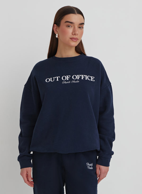 Navy Out Of Office Embroidered Sweatshirt - Peyton