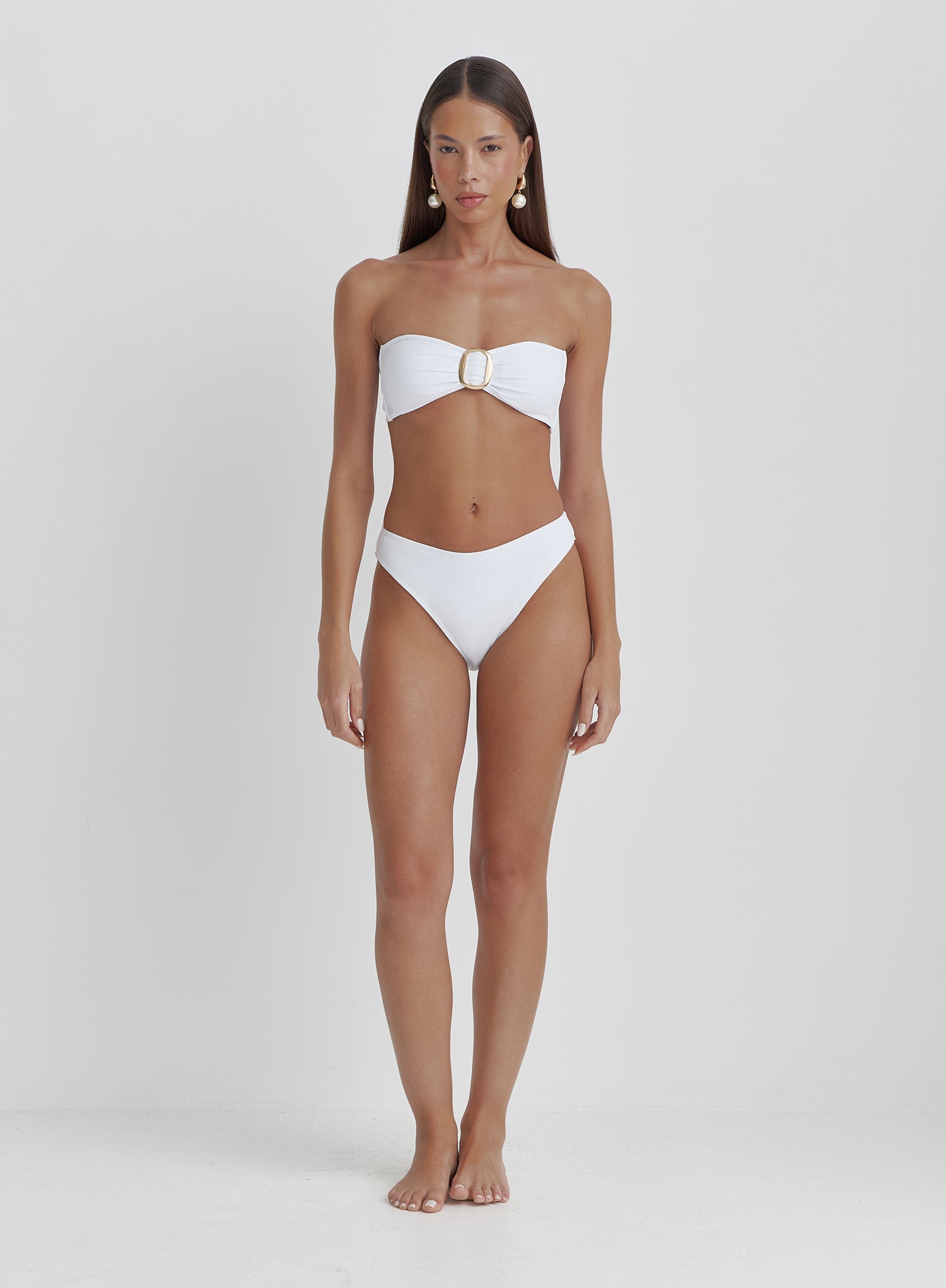 White High Leg Bikini Bottom- Bambou