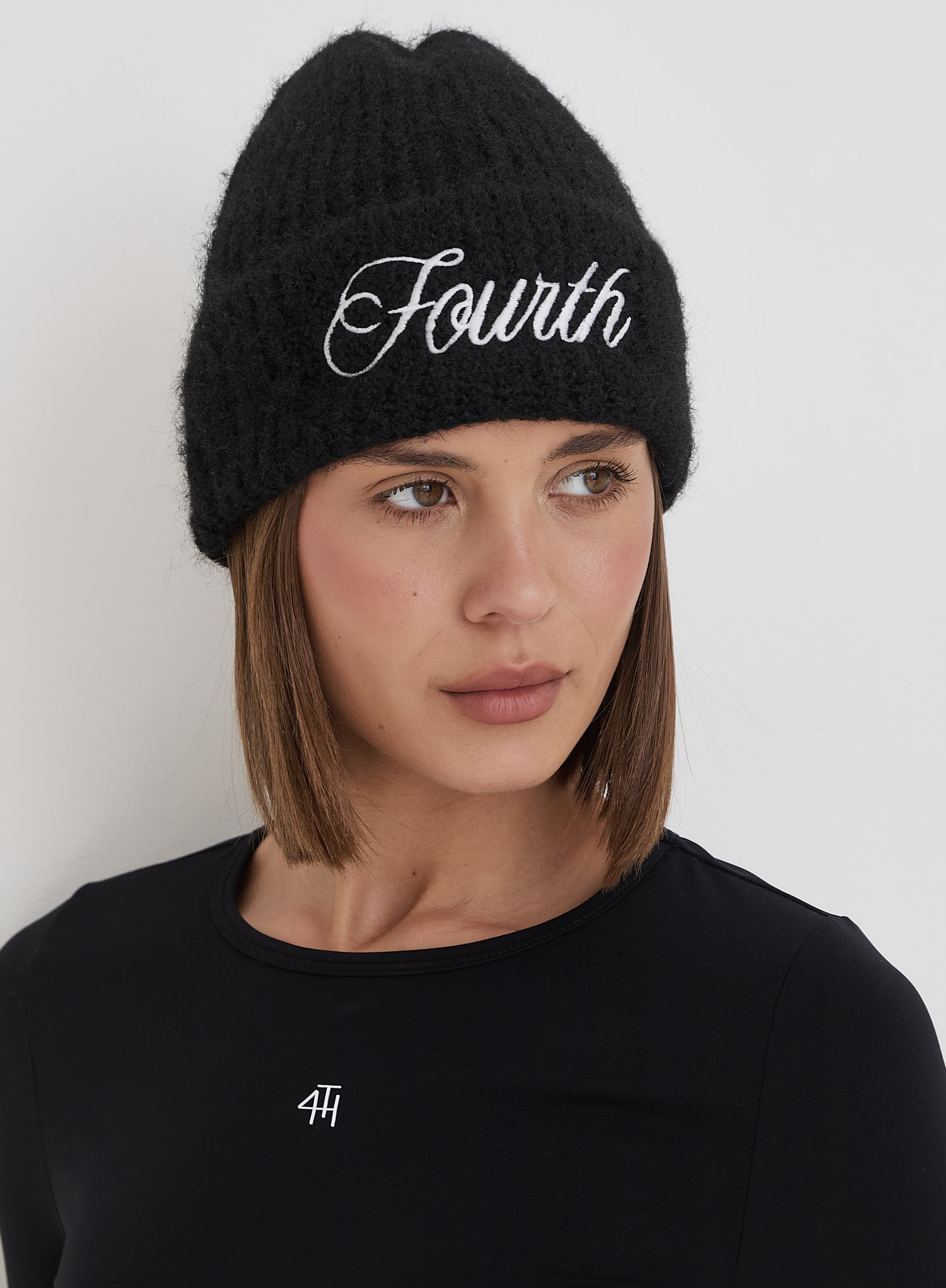 Black Fourth Branded Knitted Beanie Hat- Candice