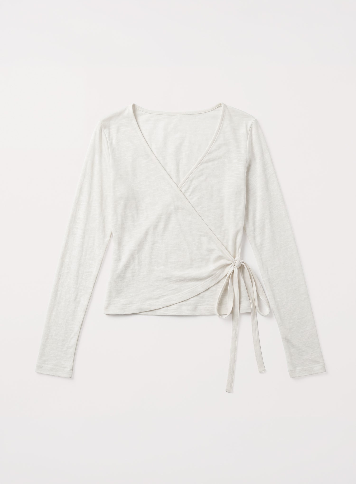 White Wrap Semi Sheer Long Sleeve Top