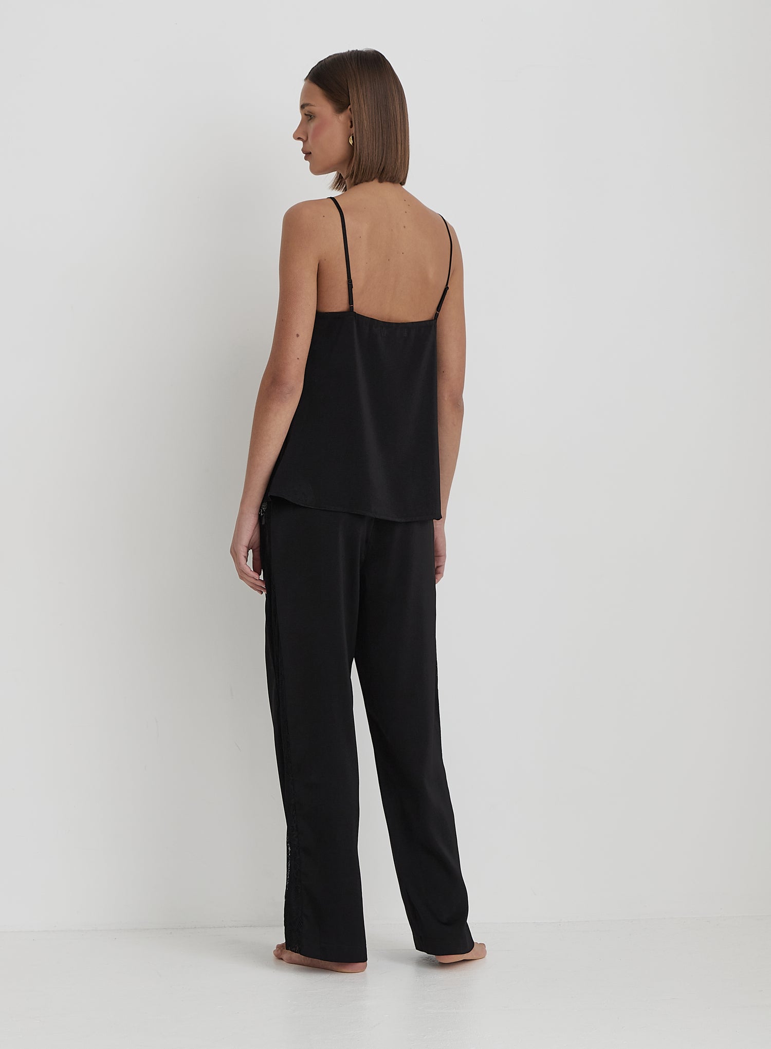 Black Satin Pyjama Trouser- Belle