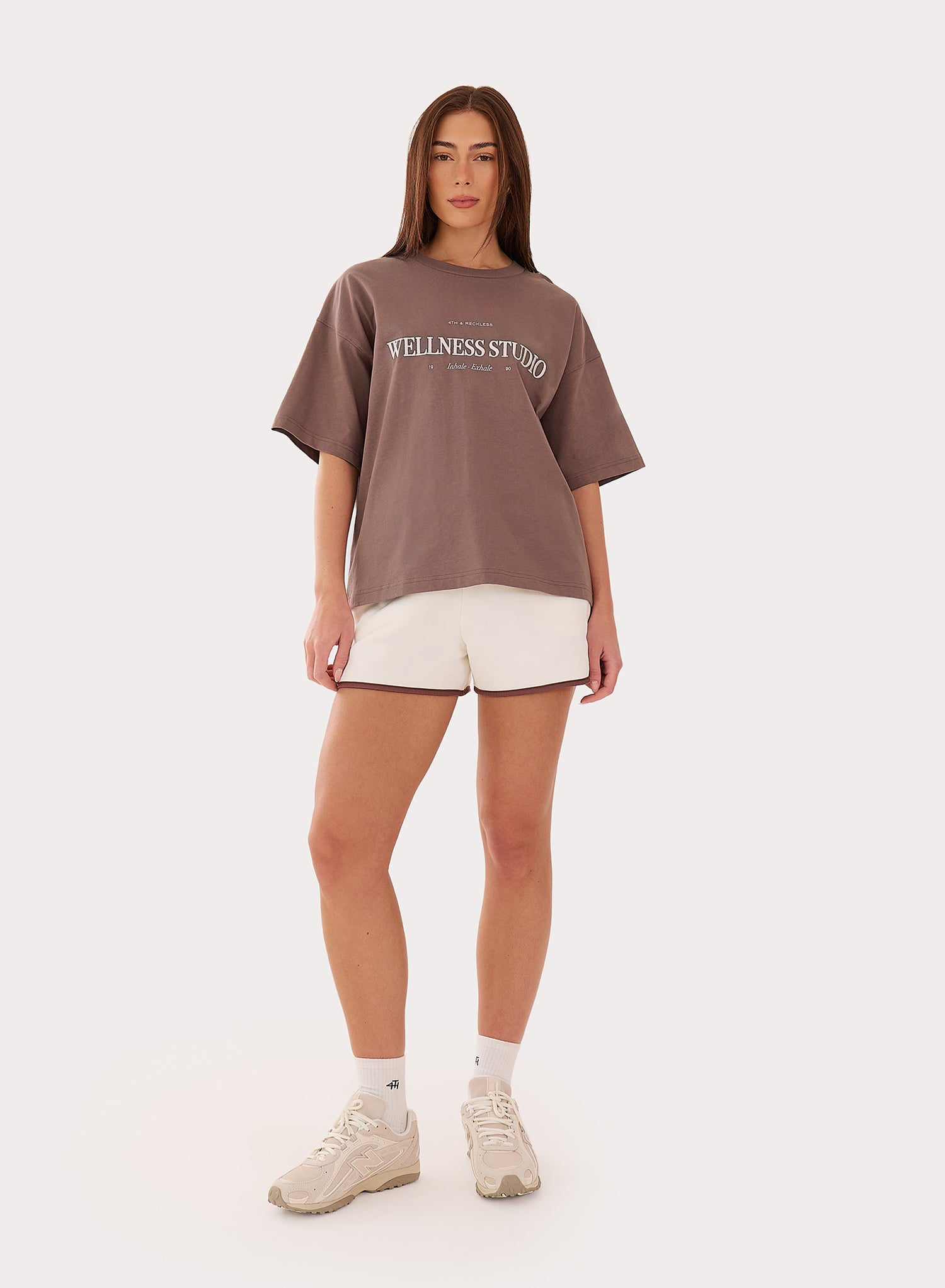 Brown Wellness Slogan Cotton Oversized T-Shirt