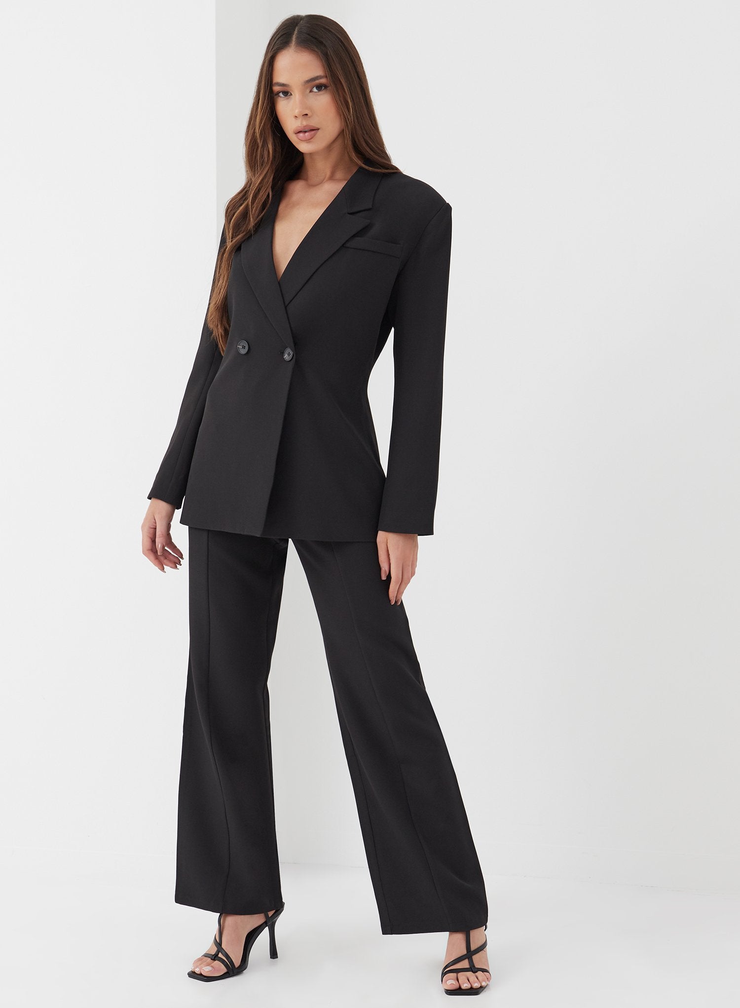 Black Double Breasted Blazer - Aster