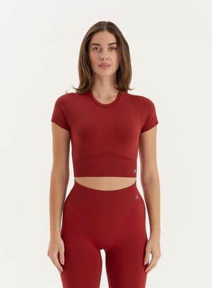 Red Seamless Gym Crop Top- Brogan