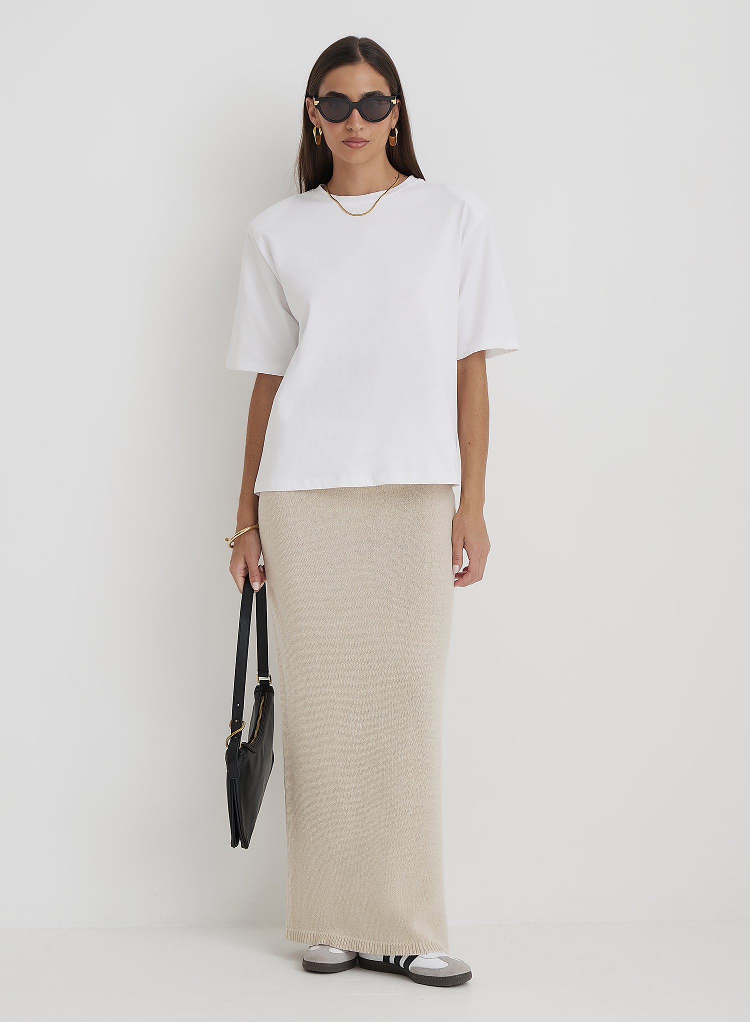 Cream Knit Maxi Skirt- Rico