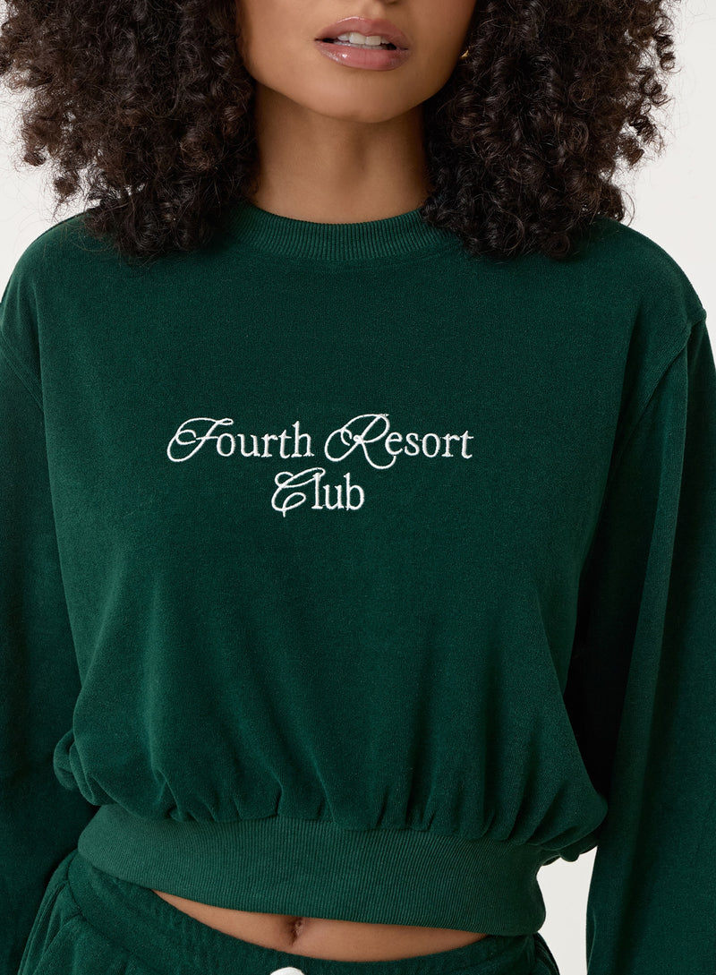 Green Towelling Fourth Resort Club Sweatshirt- Ella