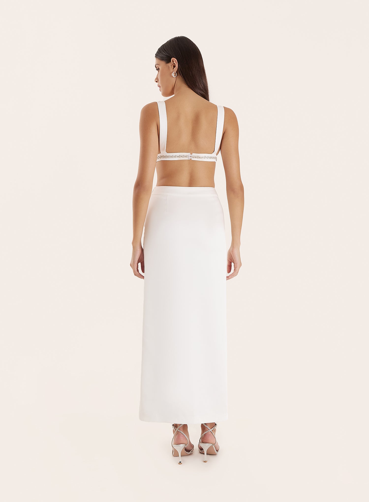 Cream Side Split Midaxi Skirt