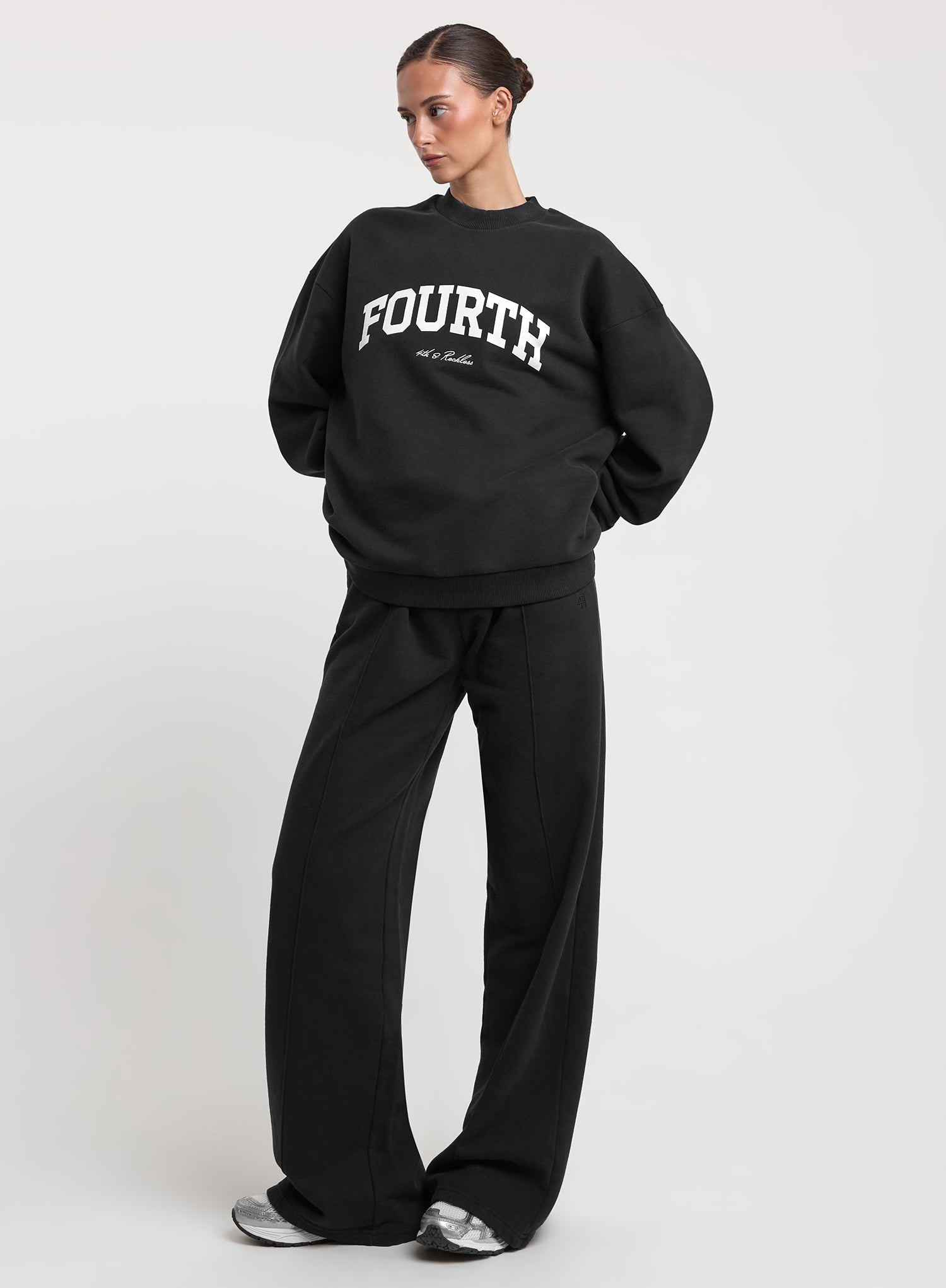 Black 4th Branded Wide Leg Jogger