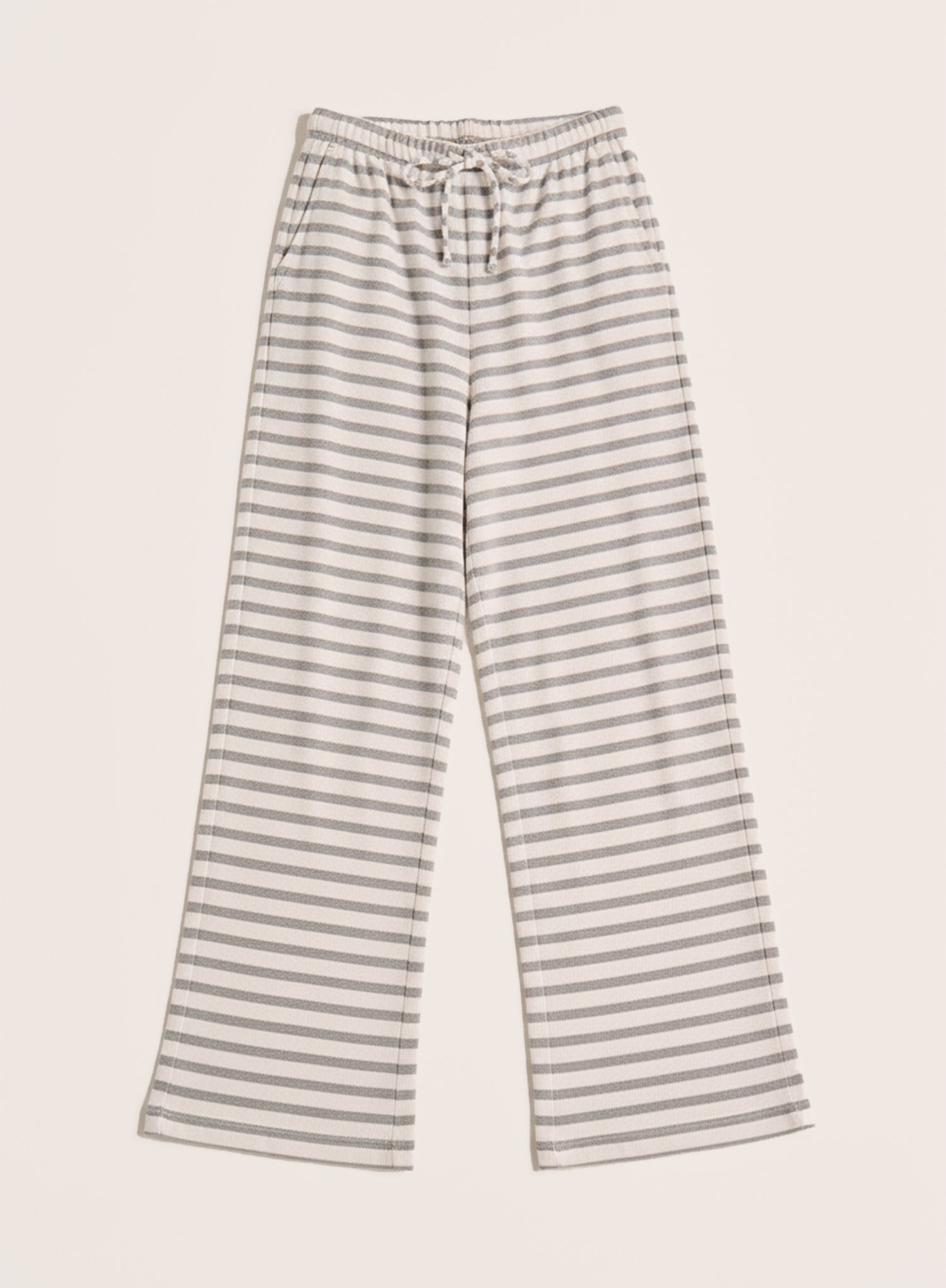 Grey Striped Jersey Rib Trousers