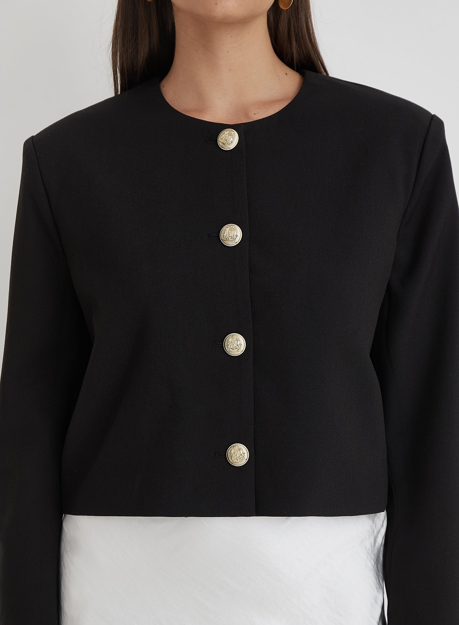 Black Cropped Tailored Jacket - Lilah