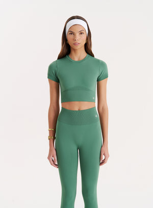 Women's Green Seamless Gym Crop Top Brogan 4th Reckless