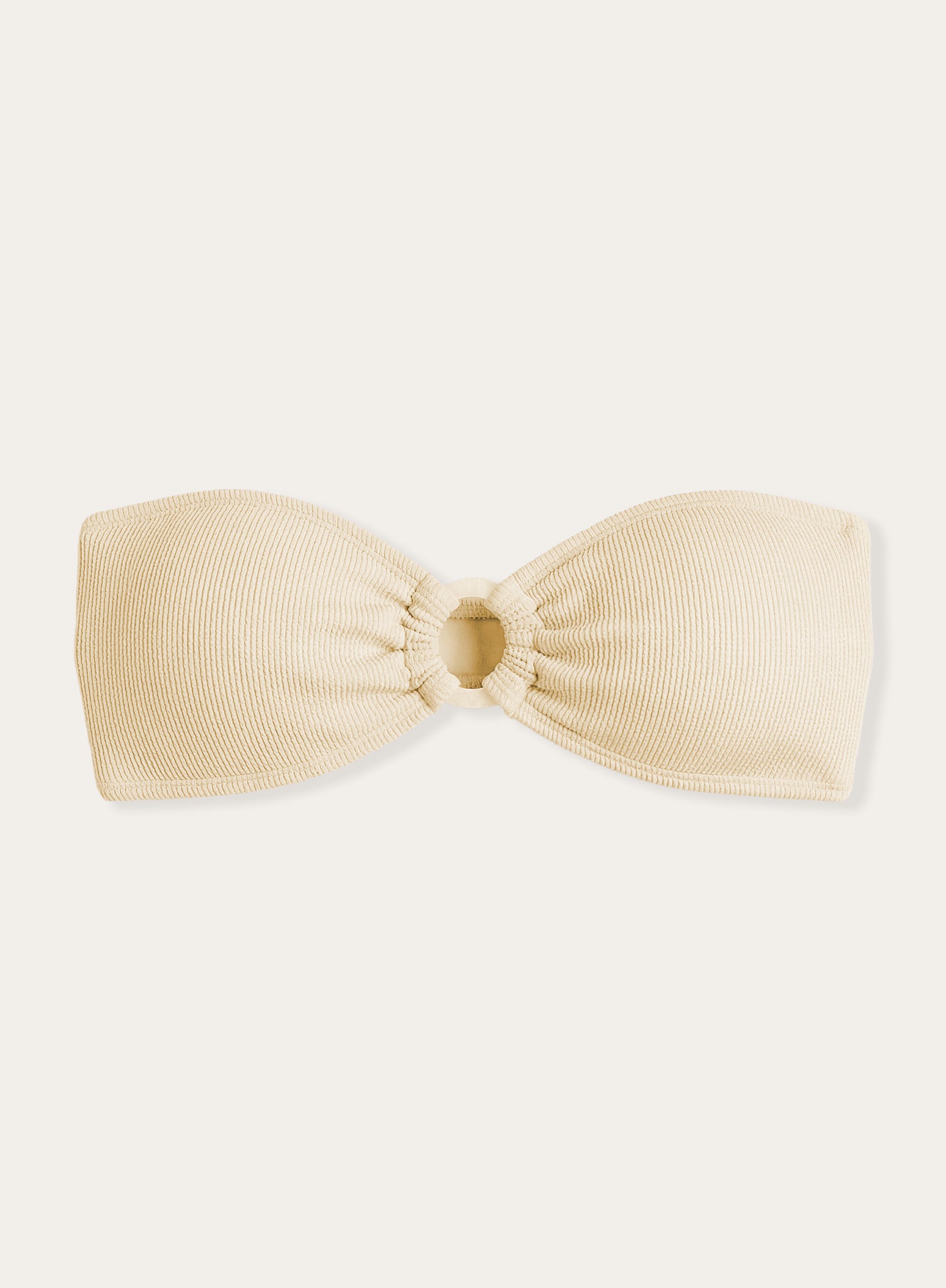 Lemon Pearl Ring Crinkle Bandeau Bikini Top