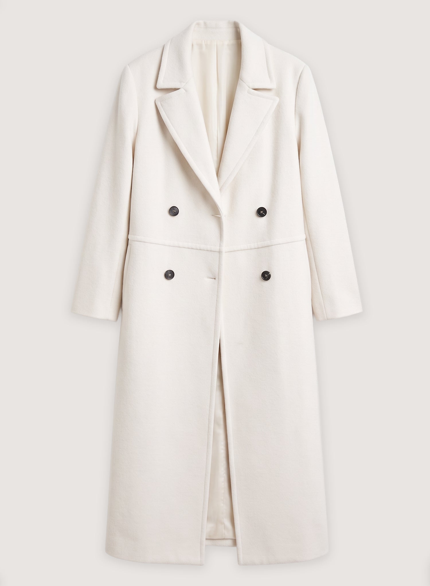 Cream Double-Breasted Longline Coat