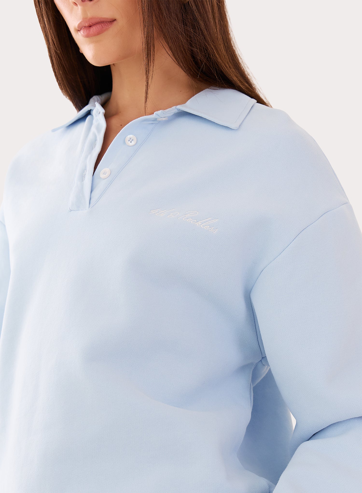 Light Blue Branded Oversized Polo Sweatshirt