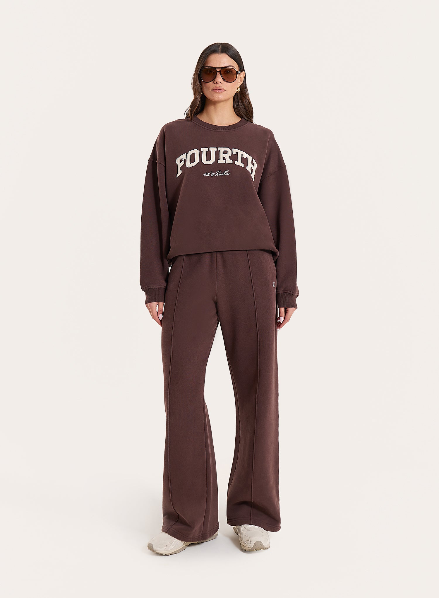 Chocolate 4th Wide Leg Branded Joggers