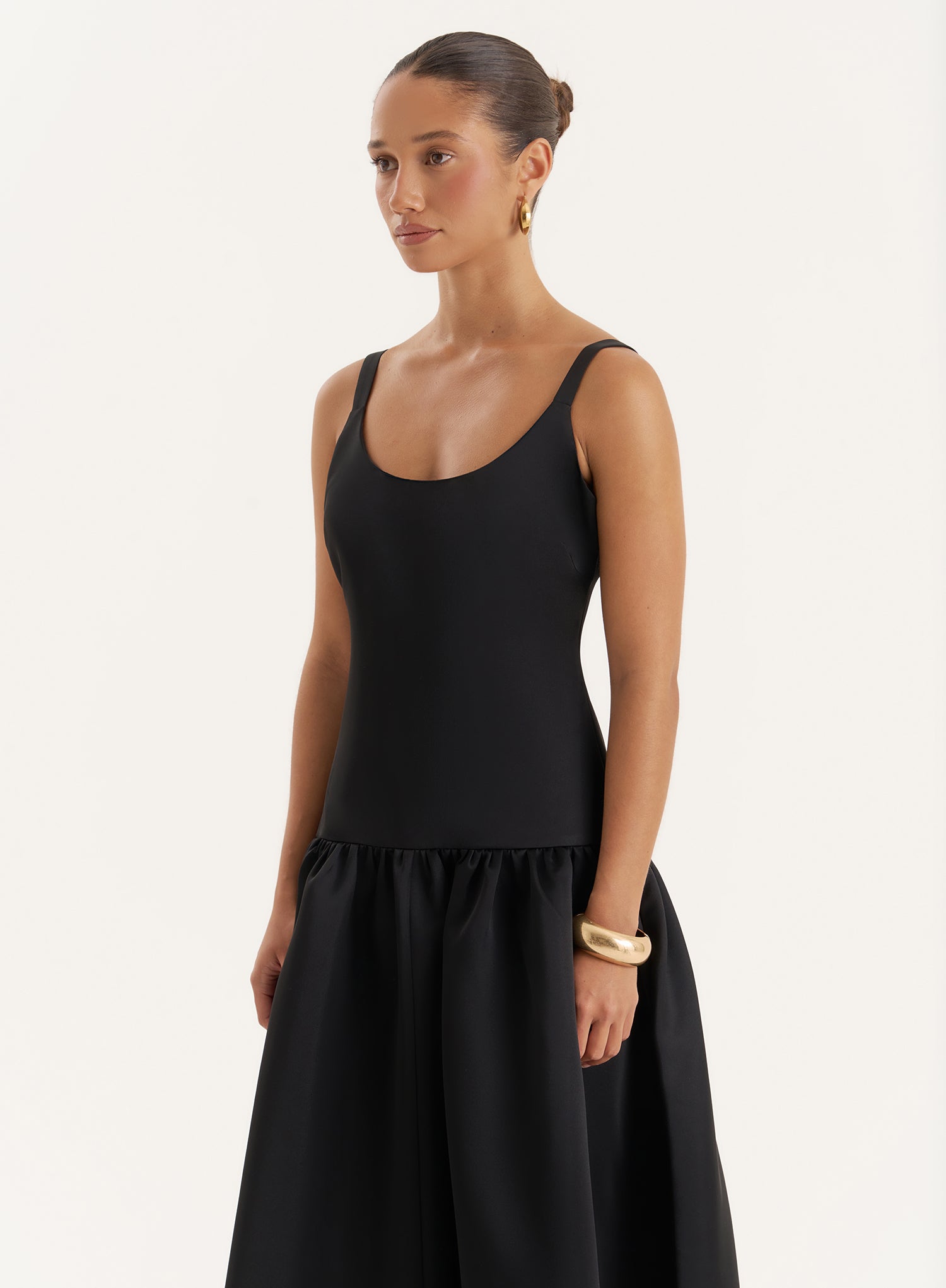 Black Drop Waist Maxi Dress- Melinie