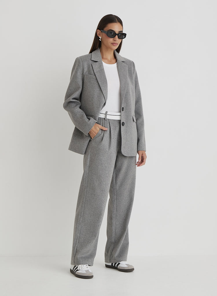 Grey Wool Tailored Straight Leg Trouser- Gabbi