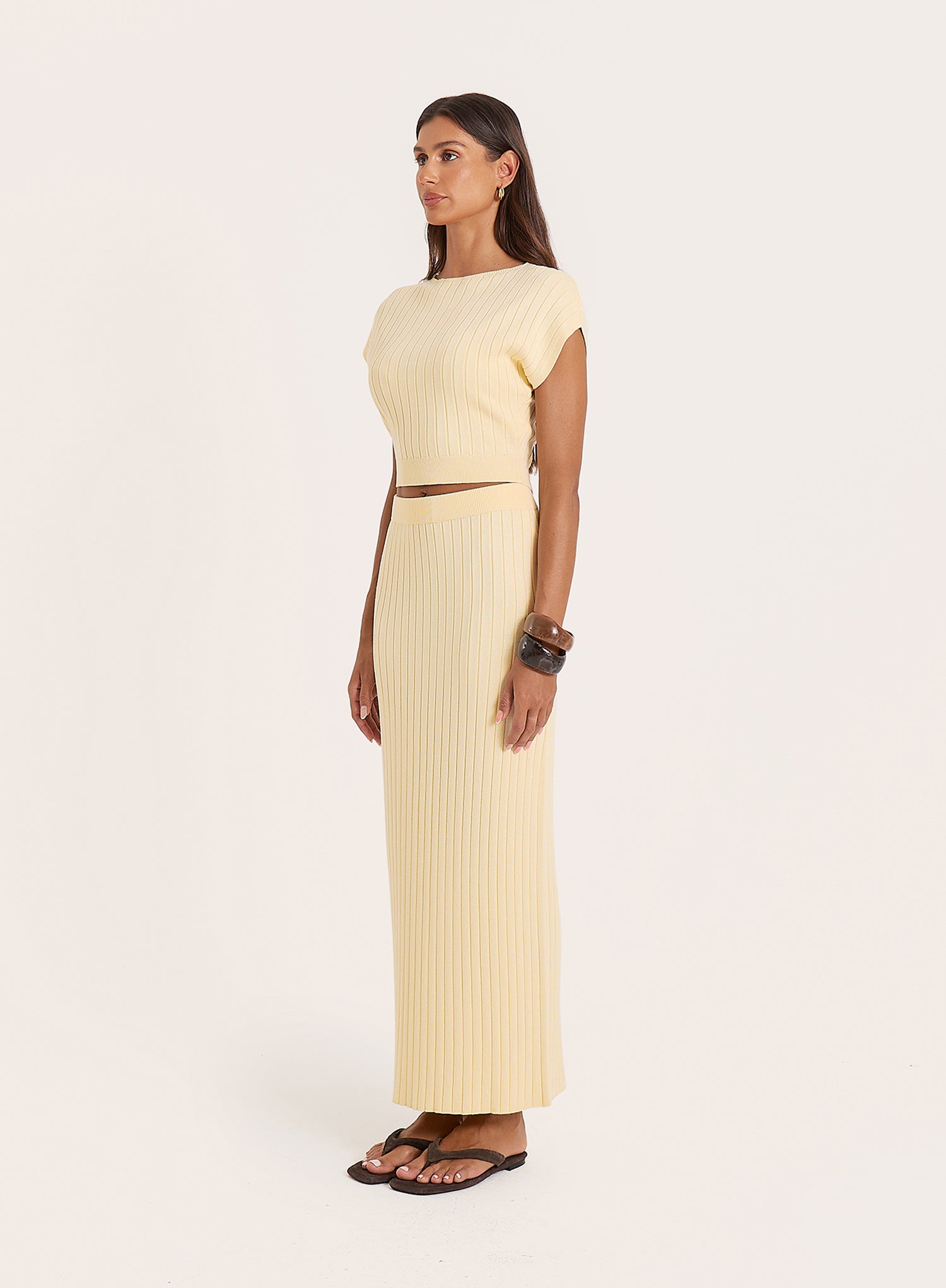 Yellow Knitted Maxi Skirt