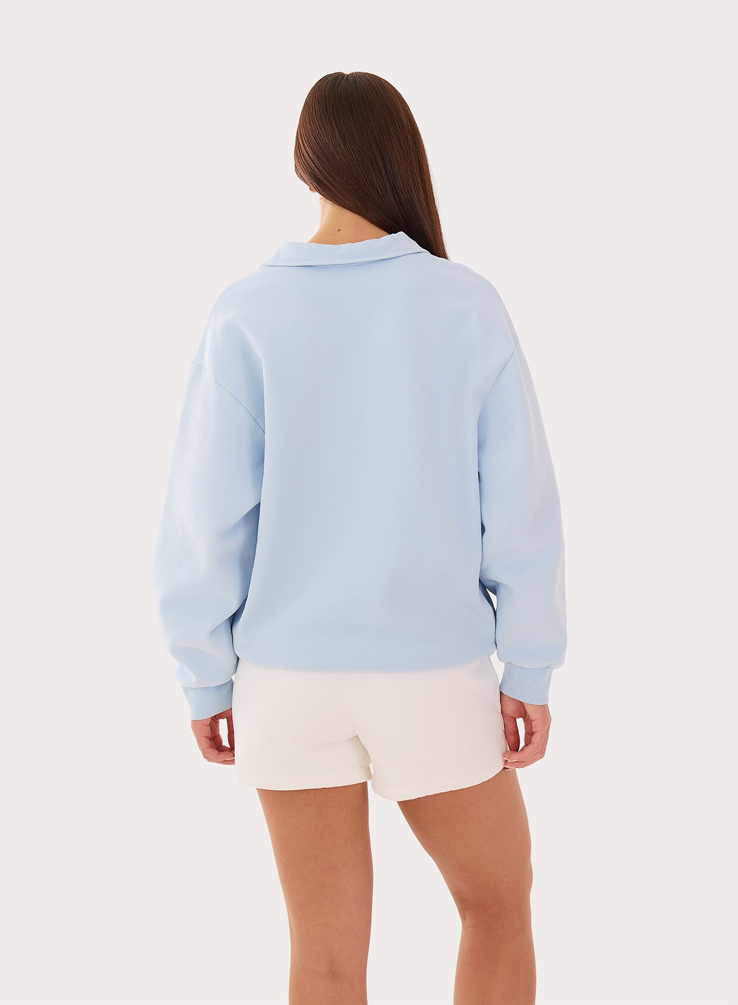 Light Blue Branded Oversized Polo Sweatshirt