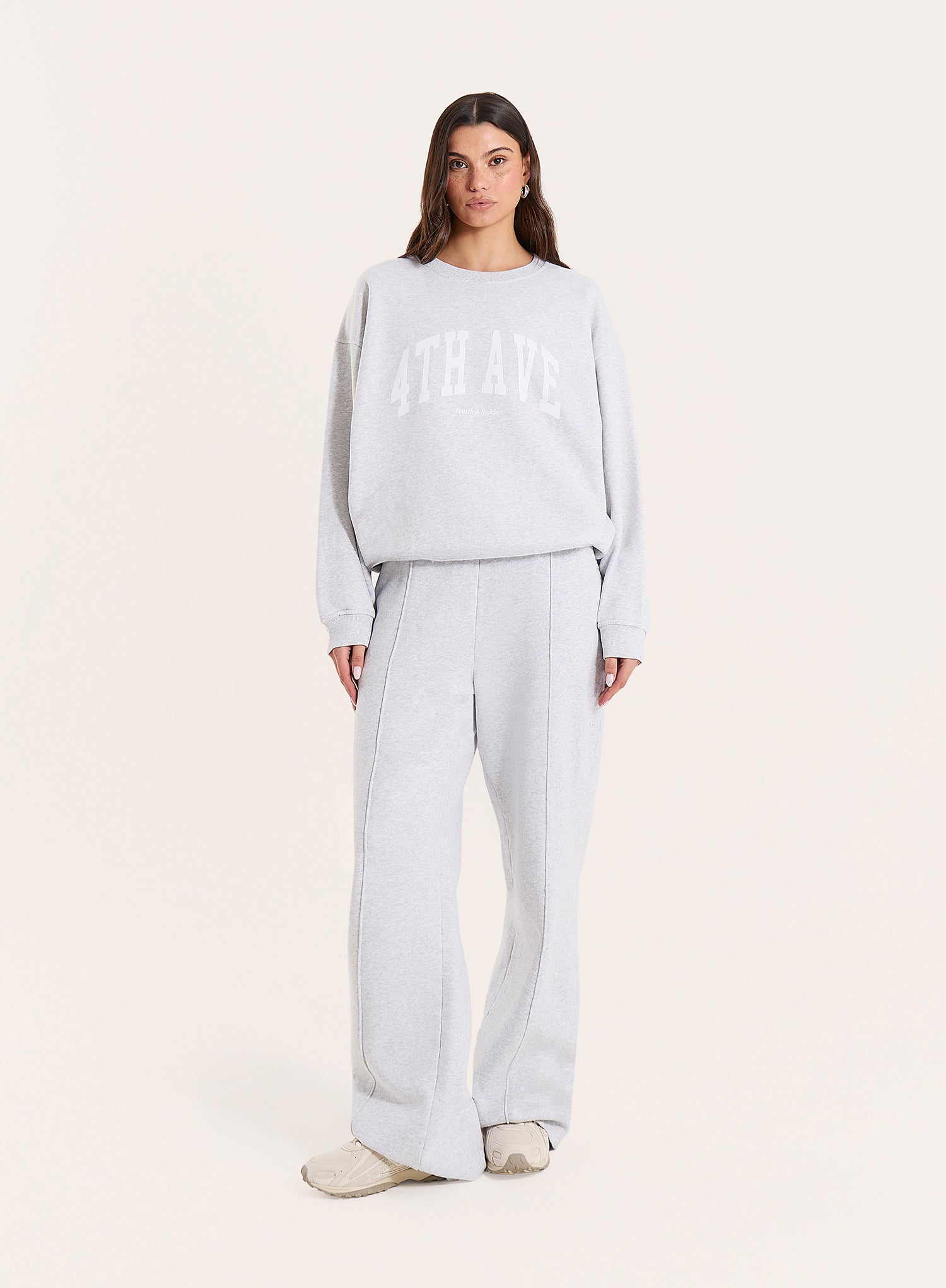 Light Grey 4th Wide Leg Branded Joggers