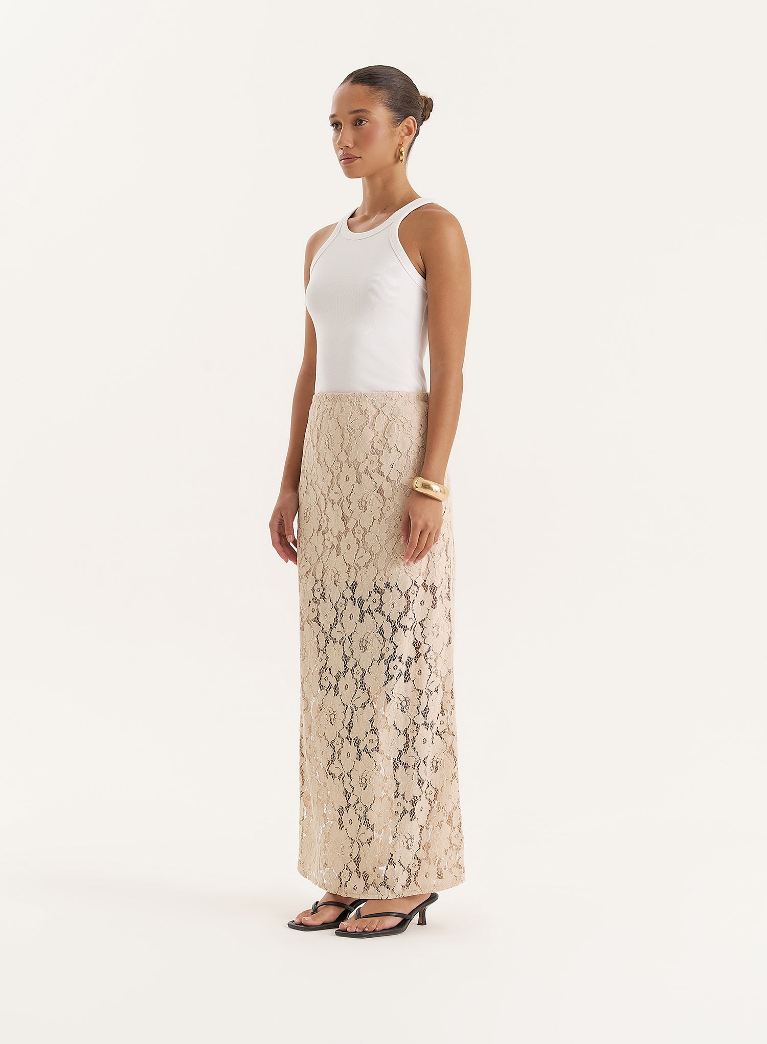 Beige Crochet Lace Maxi Skirt- Elijah