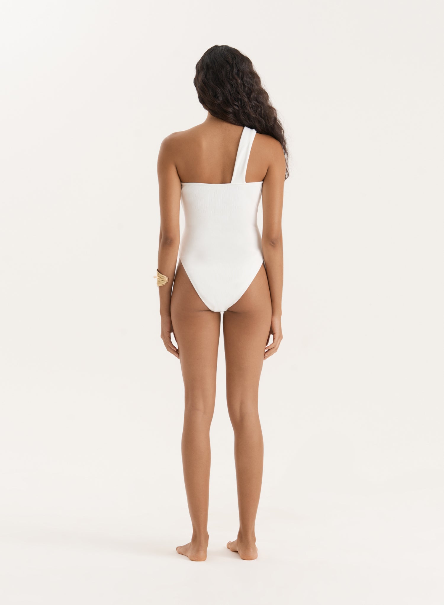 White Twist Front Crinkle Cut Out Swimsuit- Ellison