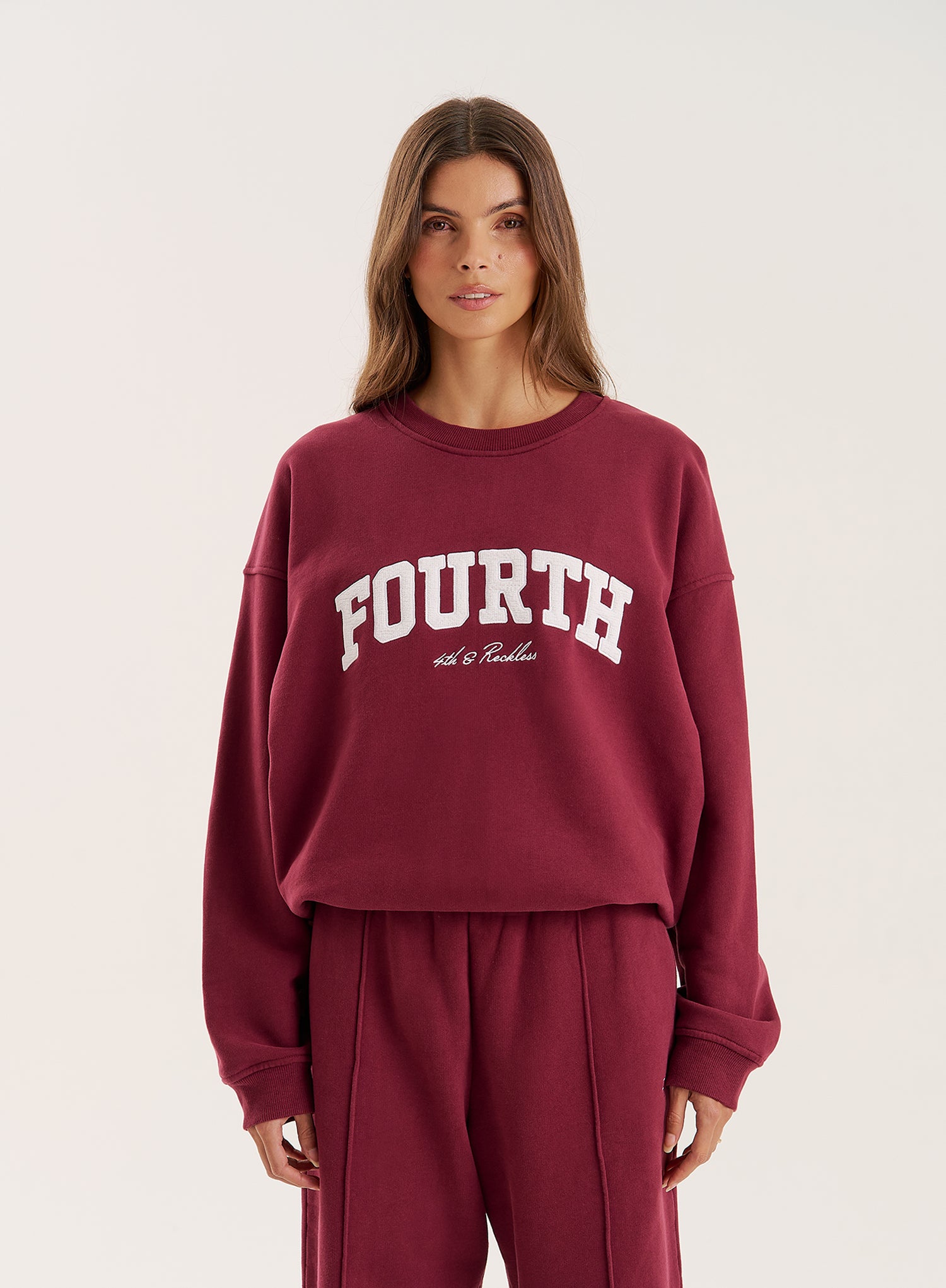 Burgundy Fourth Embroidered Branded Sweatshirt