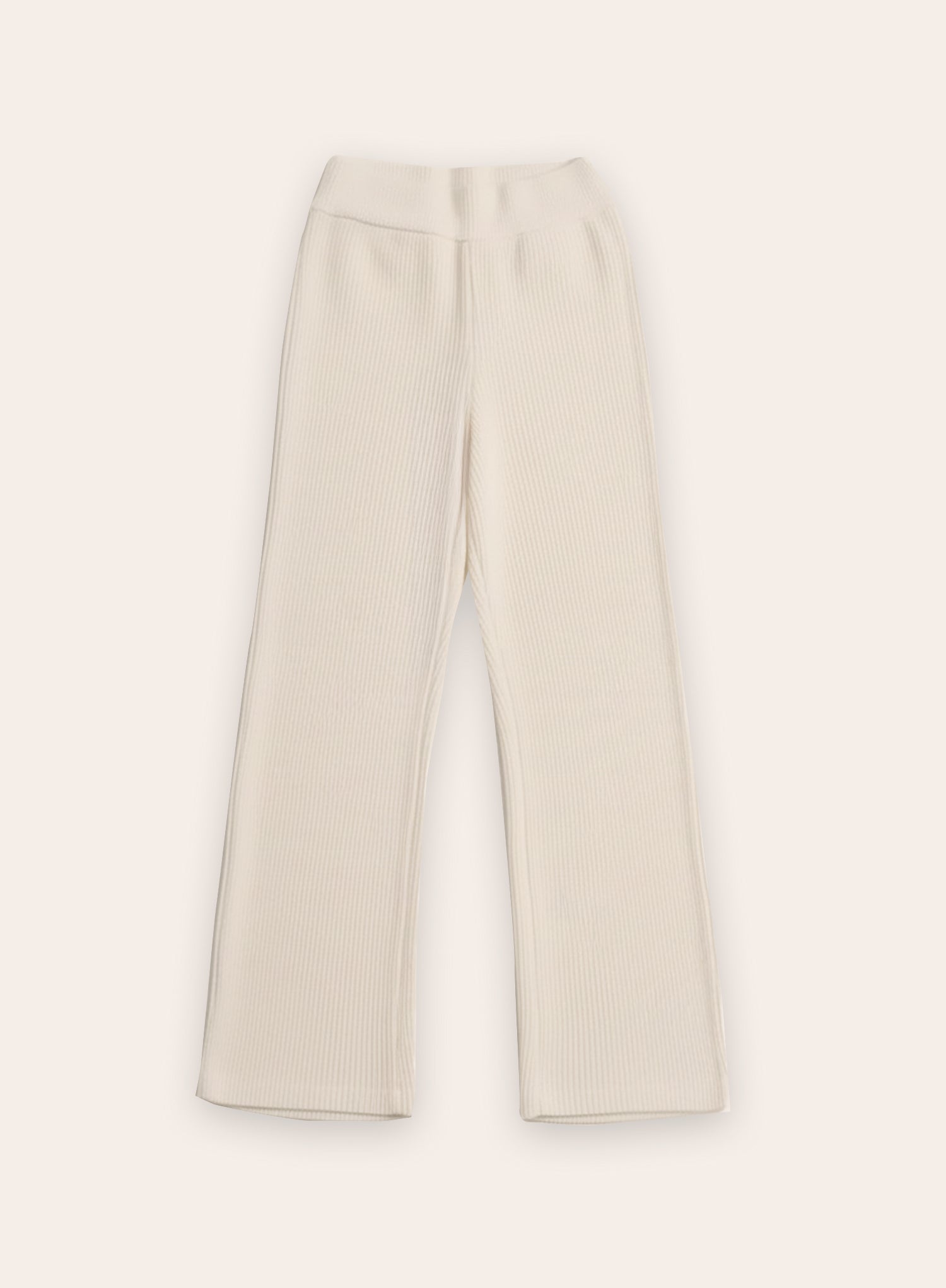 Ecru Foldover Waist Wide Leg Jersey Trousers