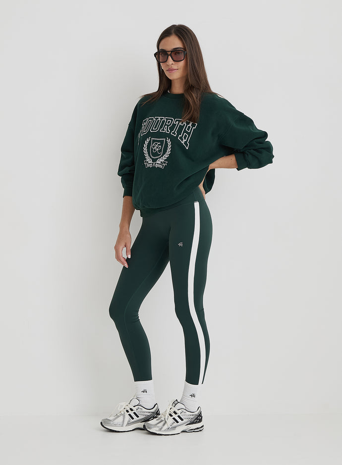 Green 4th Branded Contrast Stripe Legging- Abby