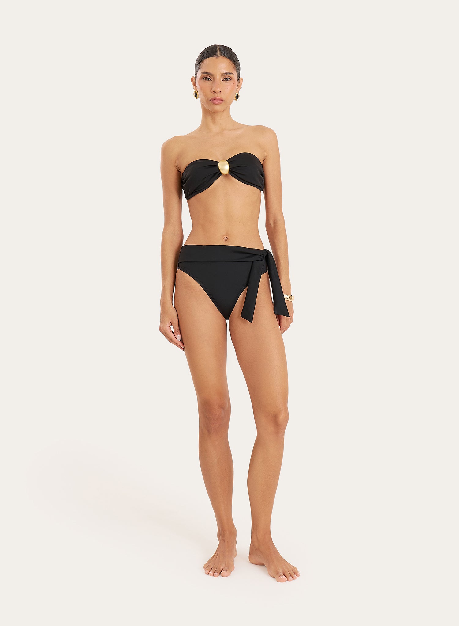 Black Wrap Belt High Waisted Bikini Bottoms