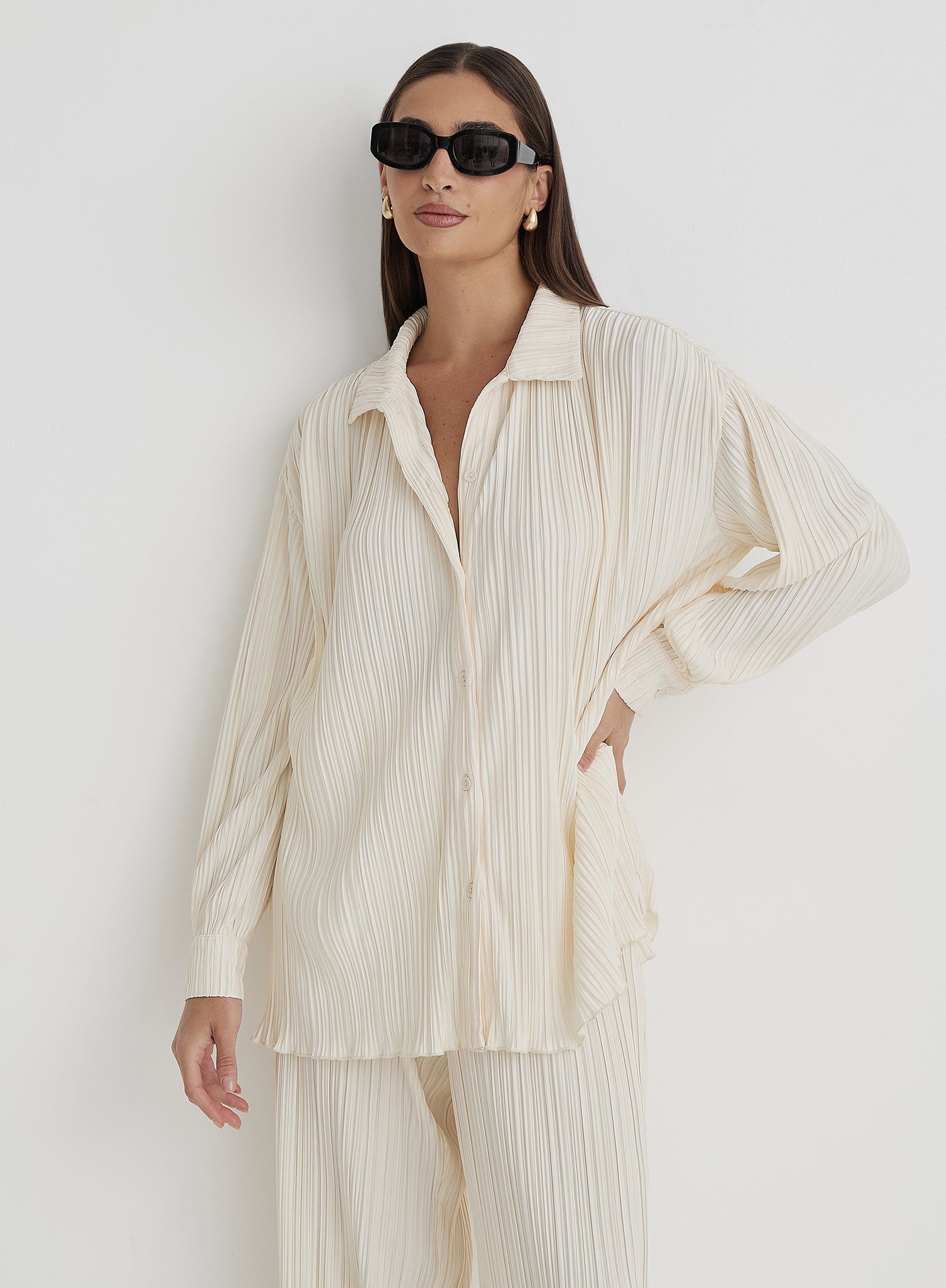 Cream Plisse Shirt - Palais