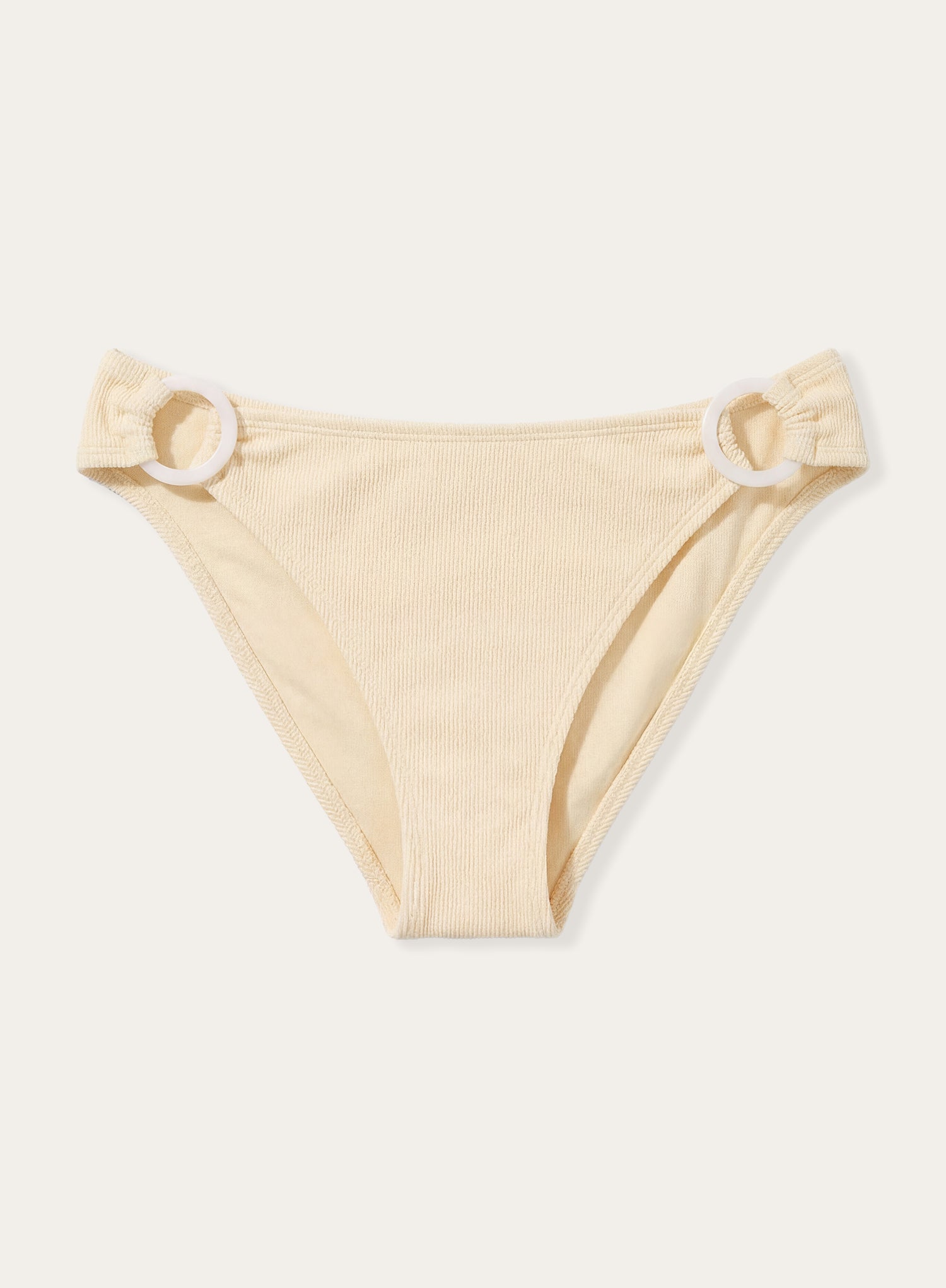 Lemon Pearl Ring Crinkle High Leg Bikini Bottom