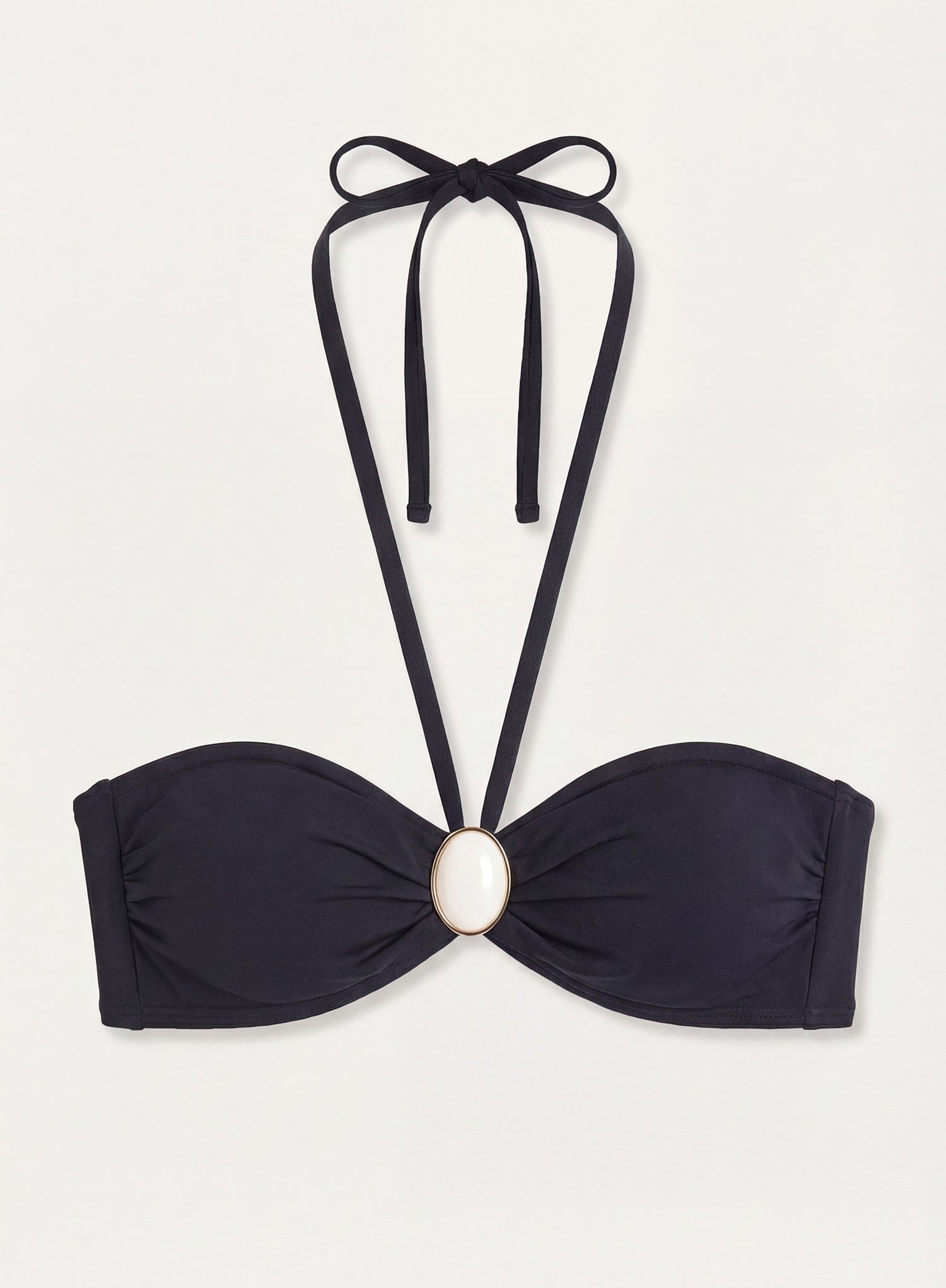 Black Pearl Detail Halterneck Bikini Top