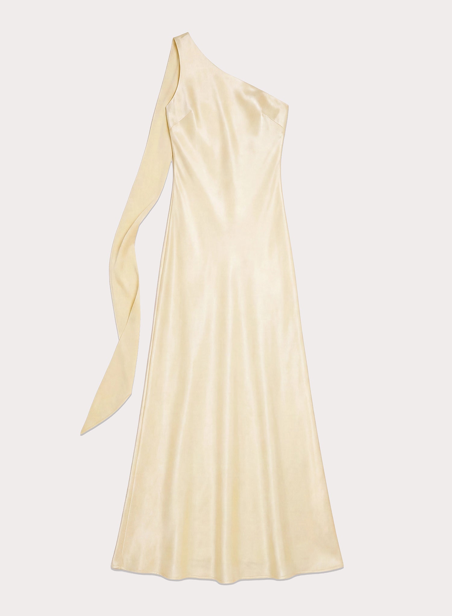 Lemon Satin One Shoulder Maxi Dress