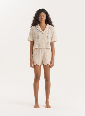 Beige Crochet Short- Sabrina