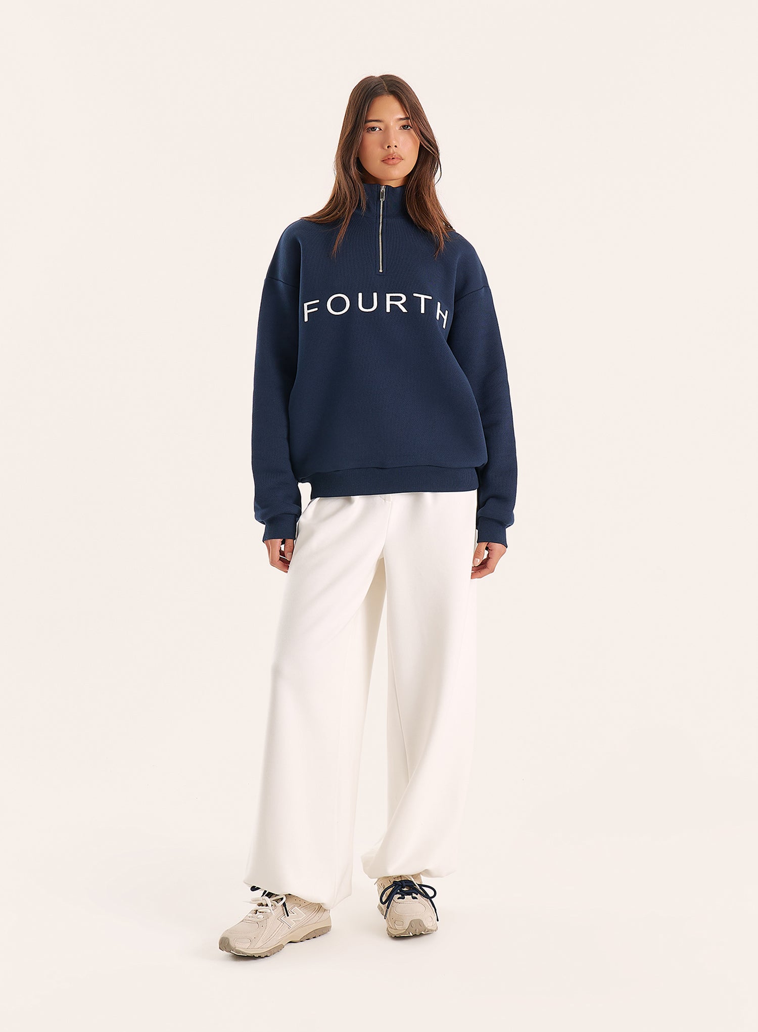 Navy Branded Quarter Zip Sweatshirt