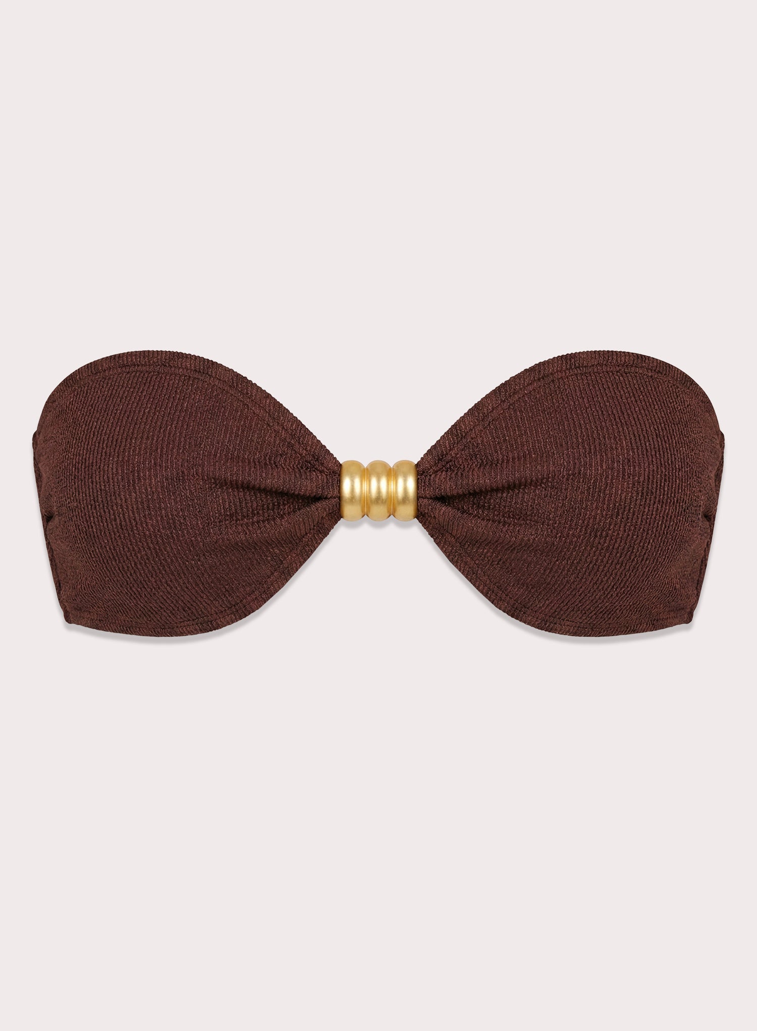 Chocolate Crinkle Gold Buckle Bandeau Bikini Top