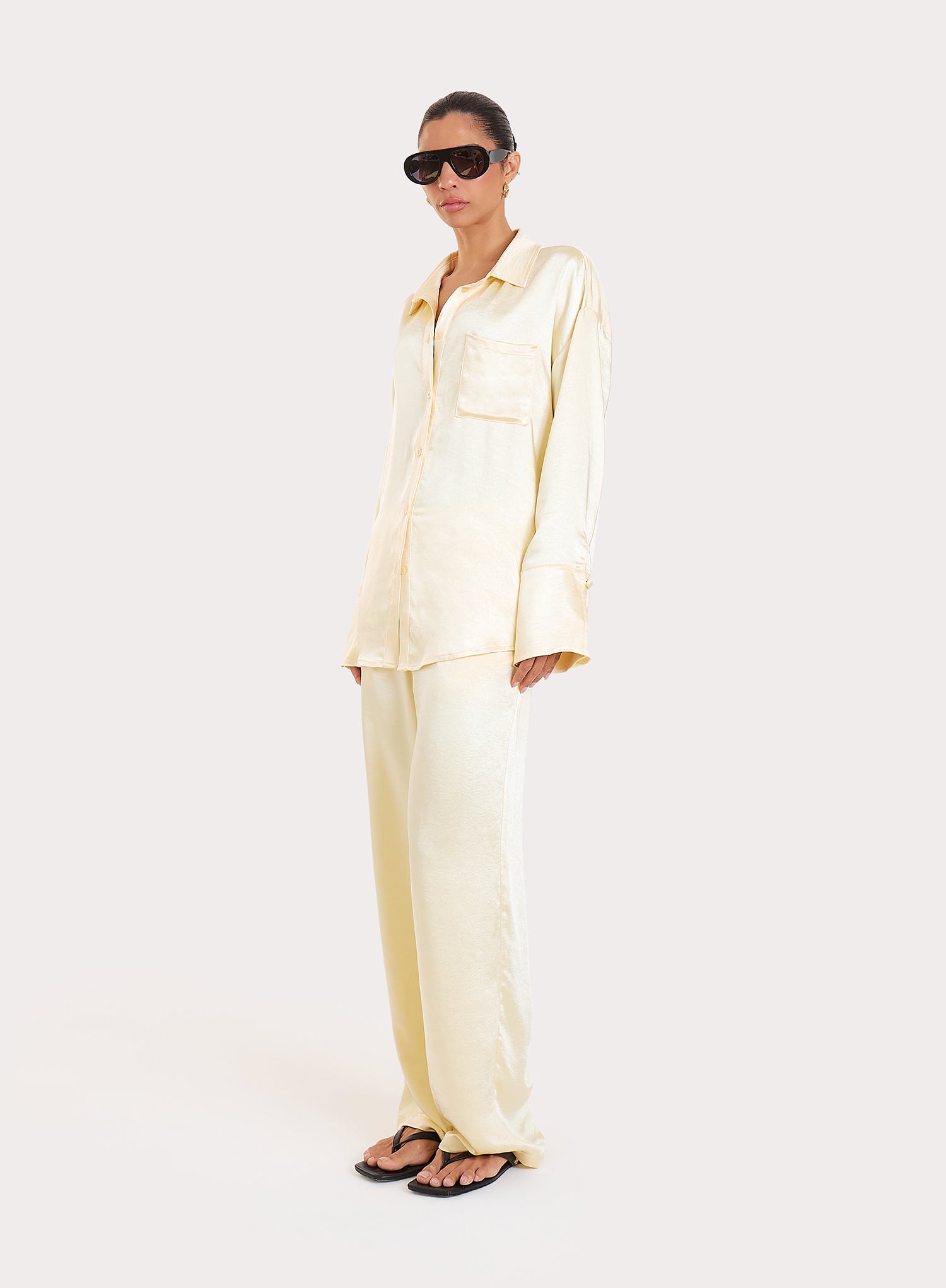 Lemon Oversized Satin Shirt