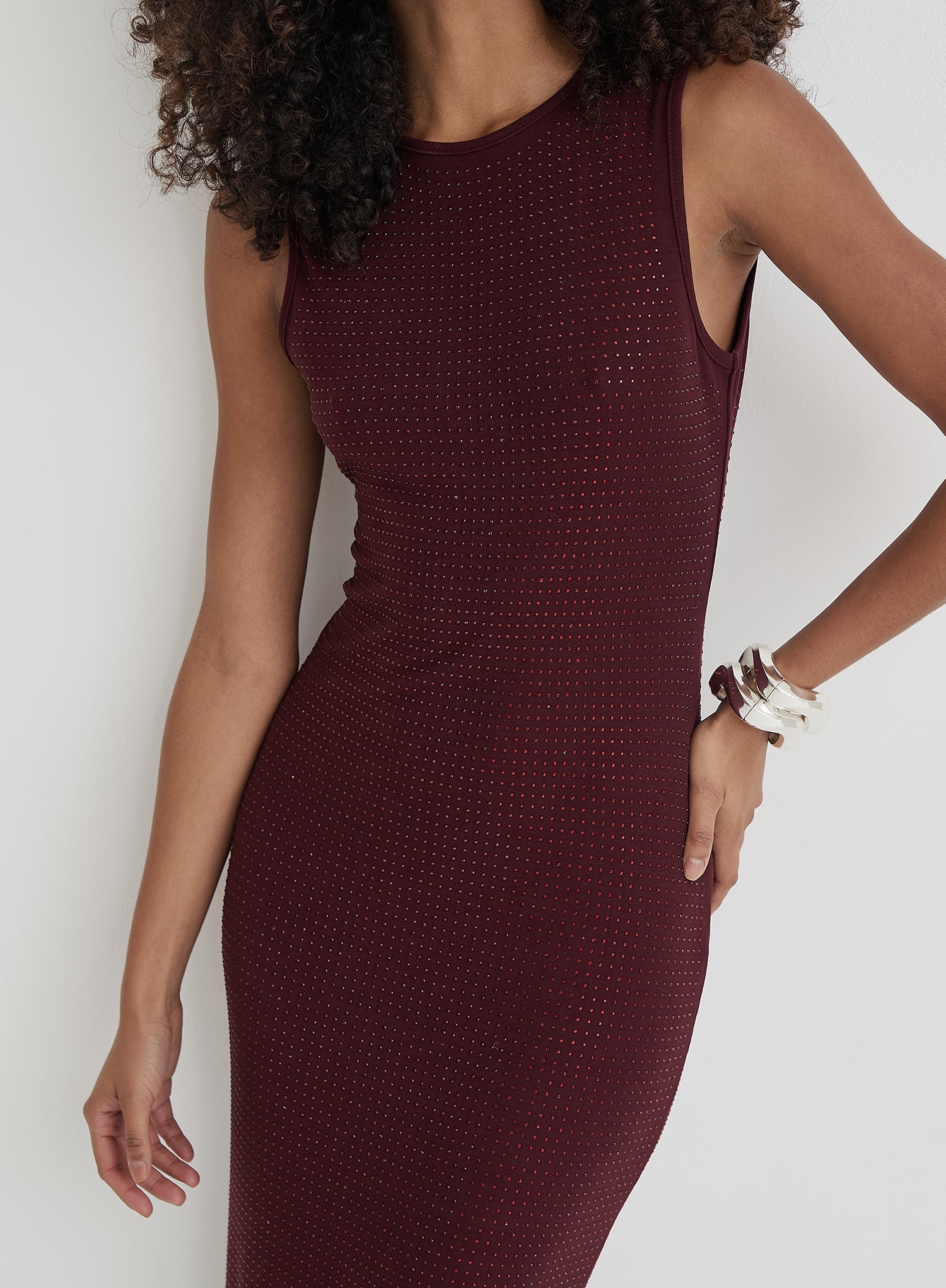 Burgundy Embellished Maxi Dress- Jaden