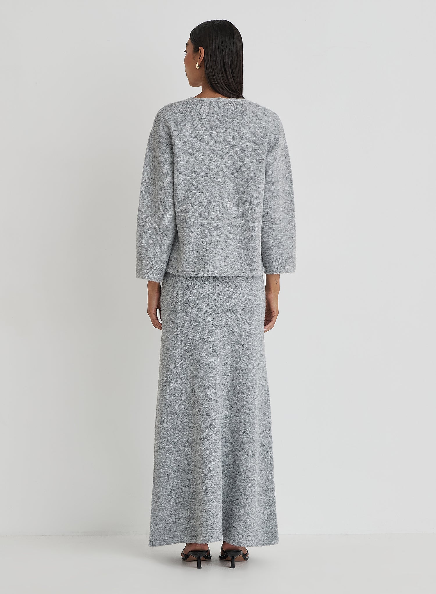 Grey Knitted Maxi Skirt- Cadence